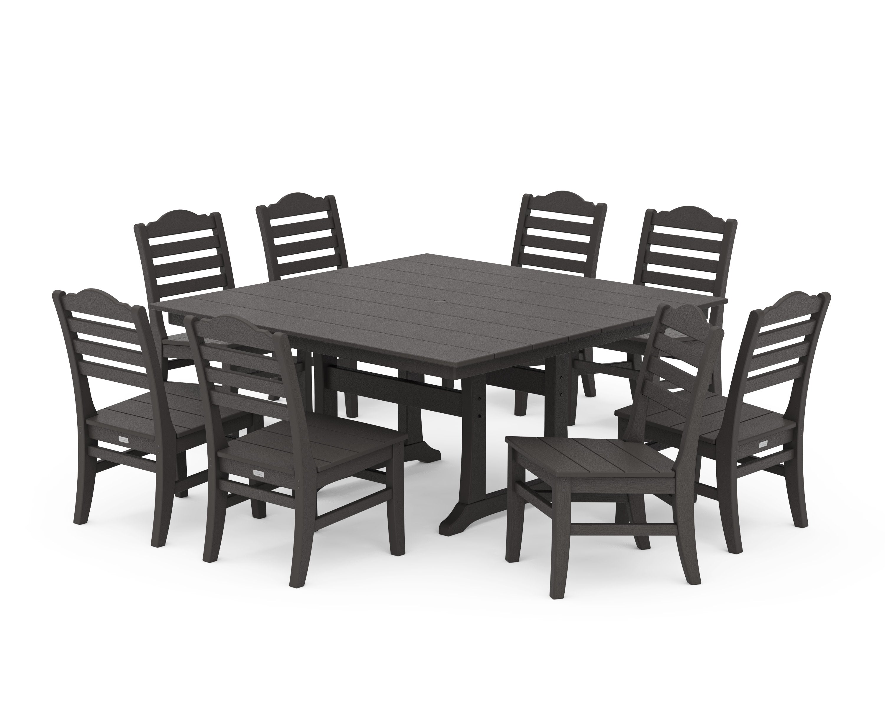 Savannah Side Chair 9-Piece Square Farmhouse Dining Set with Trestle Legs in Vintage Coffee