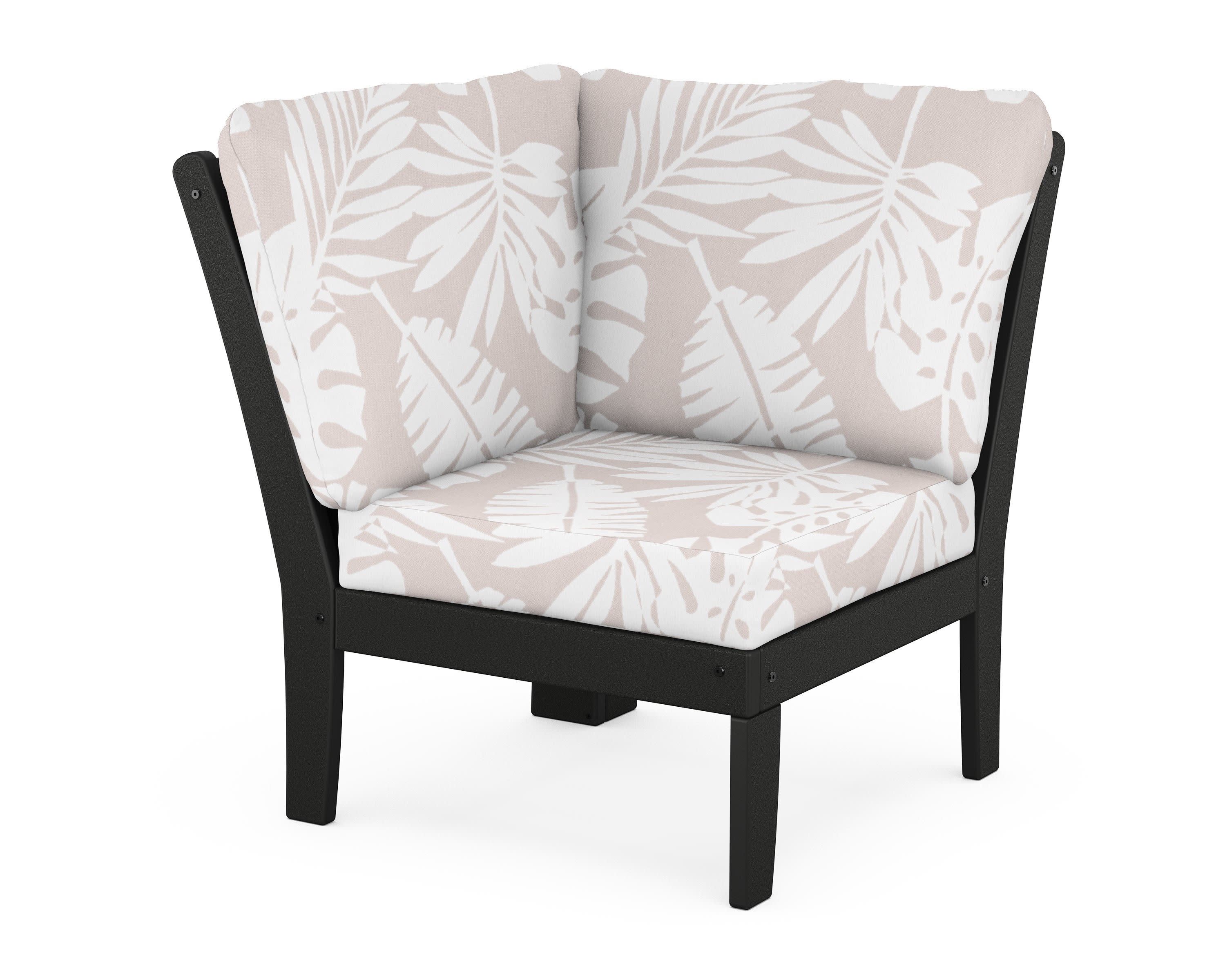 Braxton Modular Corner Chair in Black / Leaf Dune Burlap