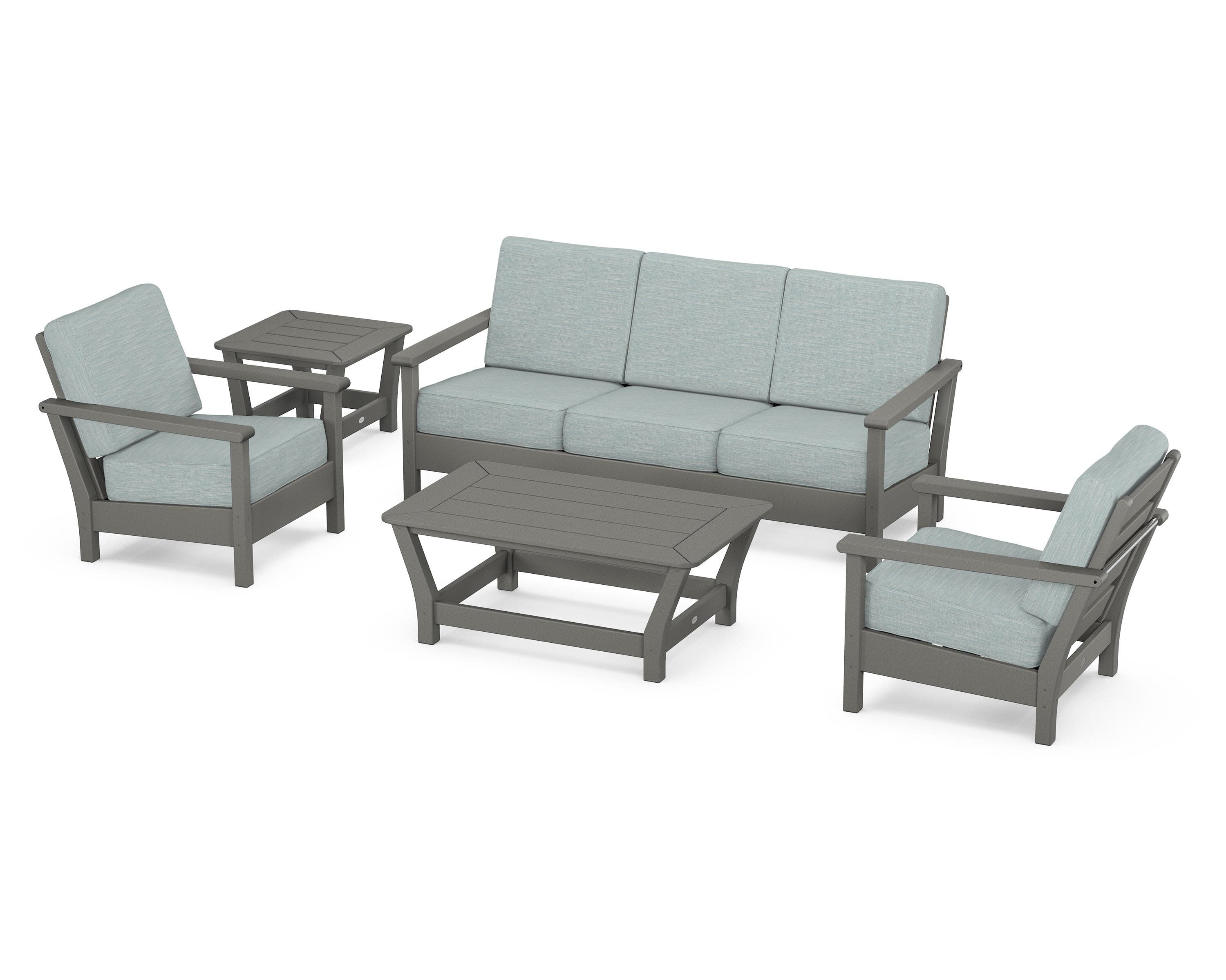 Harbour 5-Piece Deep Seating Set in Slate Grey / Soothe Mist