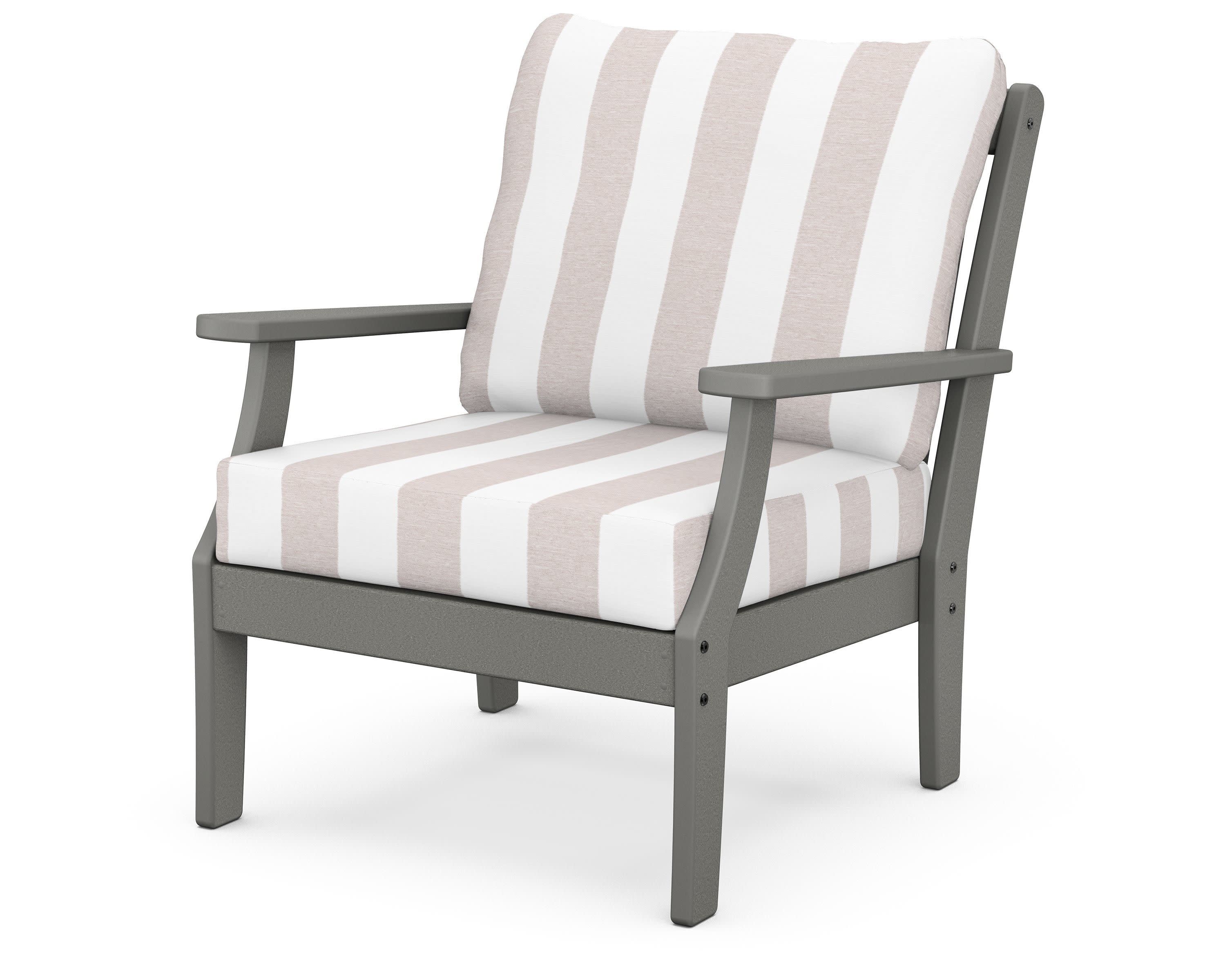 Braxton Deep Seating Chair in Slate Grey / Cabana Stripe Dune Burlap