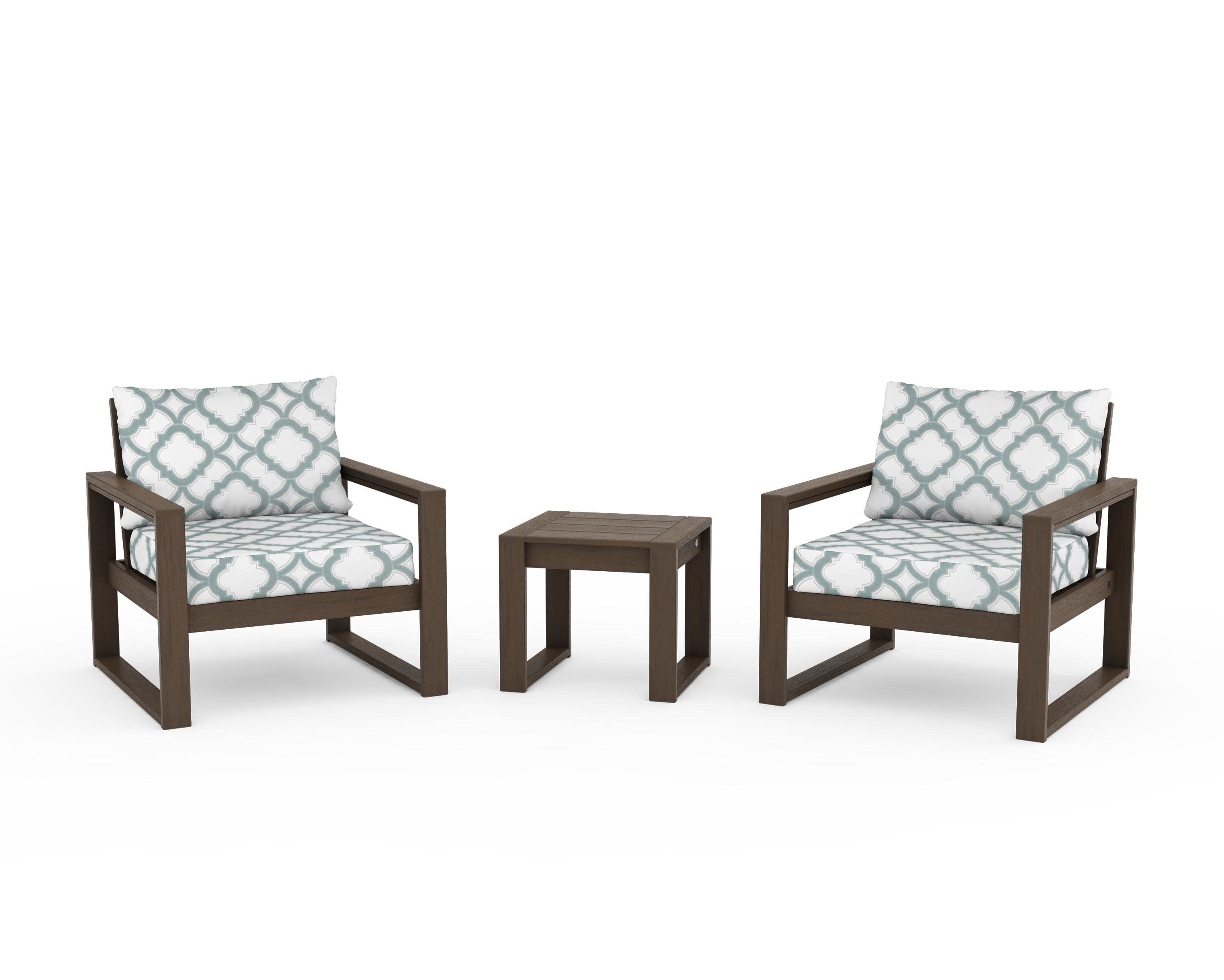 EDGE Sectional 3-Piece Deep Seating Set in Kona / Trellis Glacier Spa