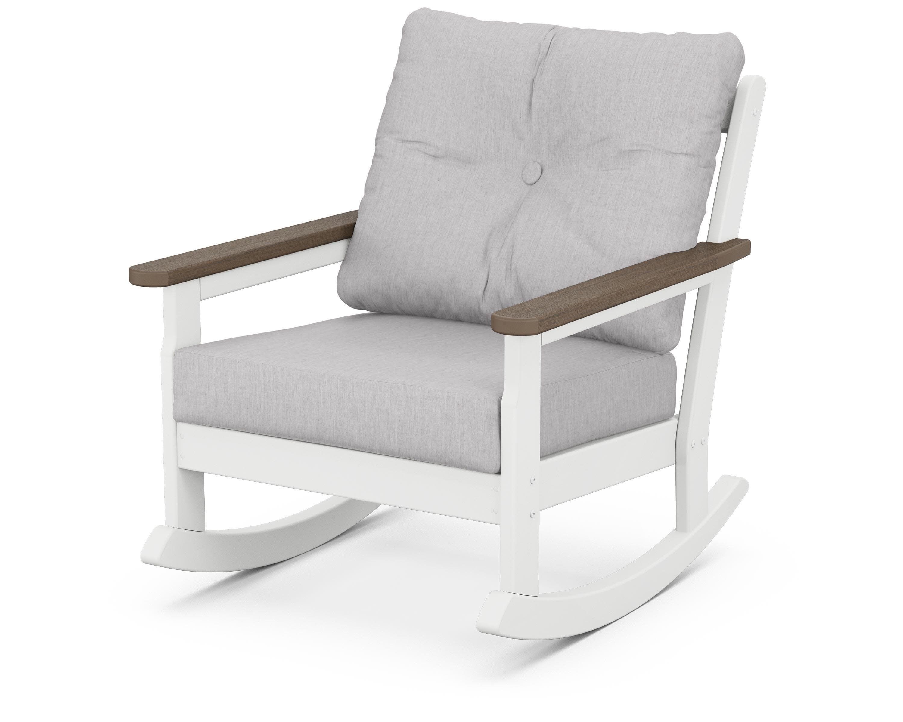 Vineyard Deep Seating Rocking Chair in White / Kona / Granite