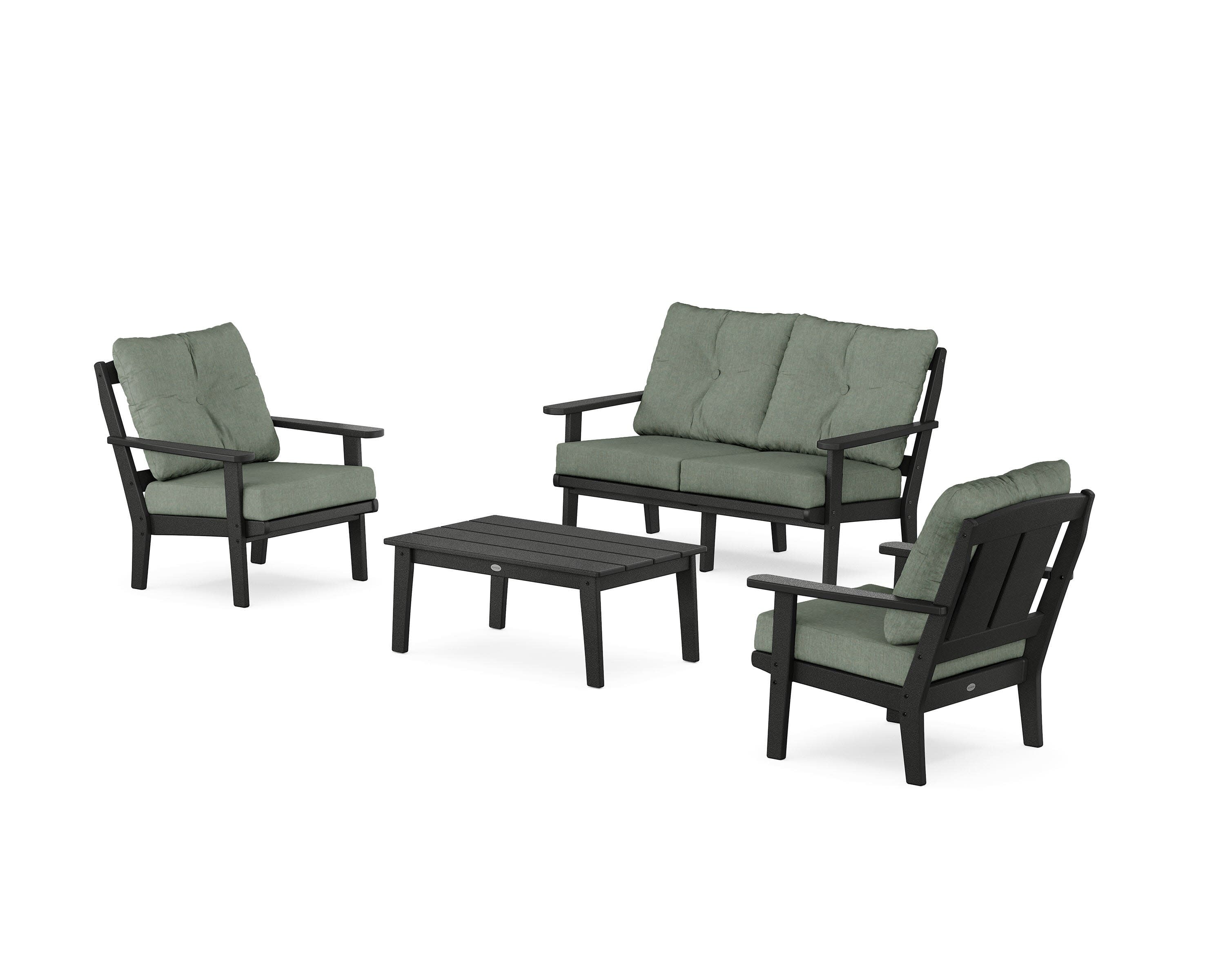 Mission 4-Piece Deep Seating Set with Loveseat in Black / Cast Sage