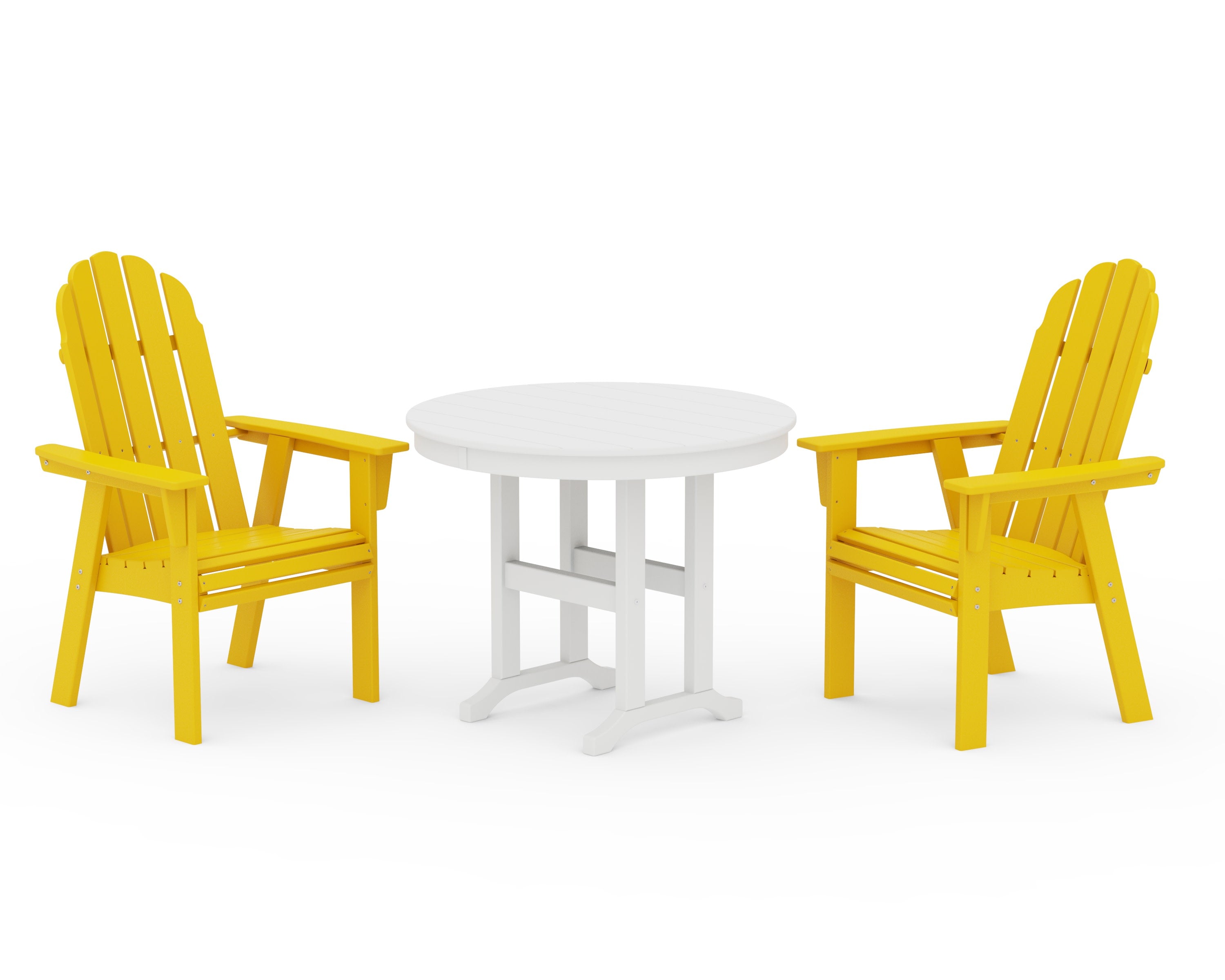 Vineyard Adirondack 3-Piece Round Dining Set in Lemon / White