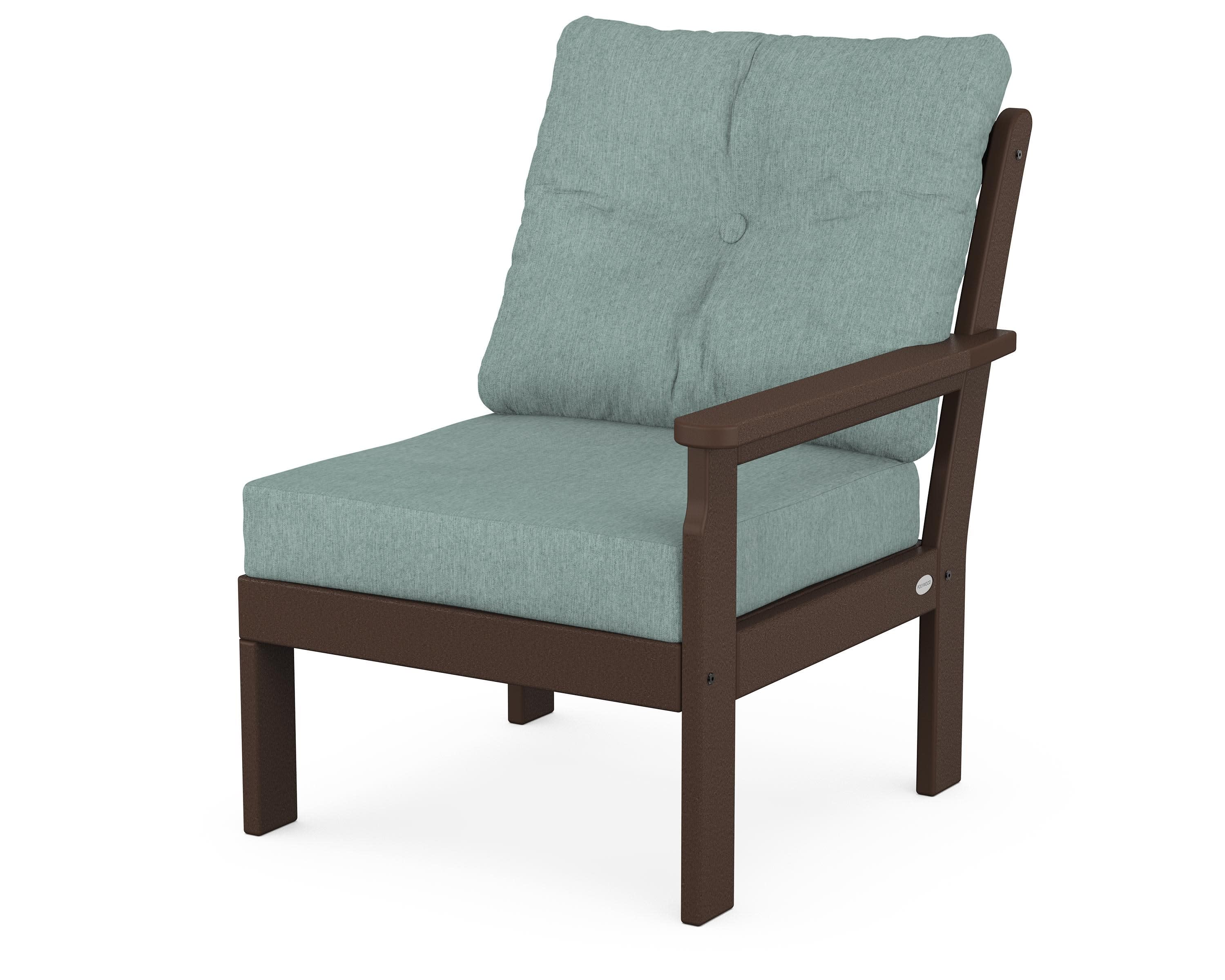 Vineyard Modular Right Arm Chair in Mahogany / Glacier Spa