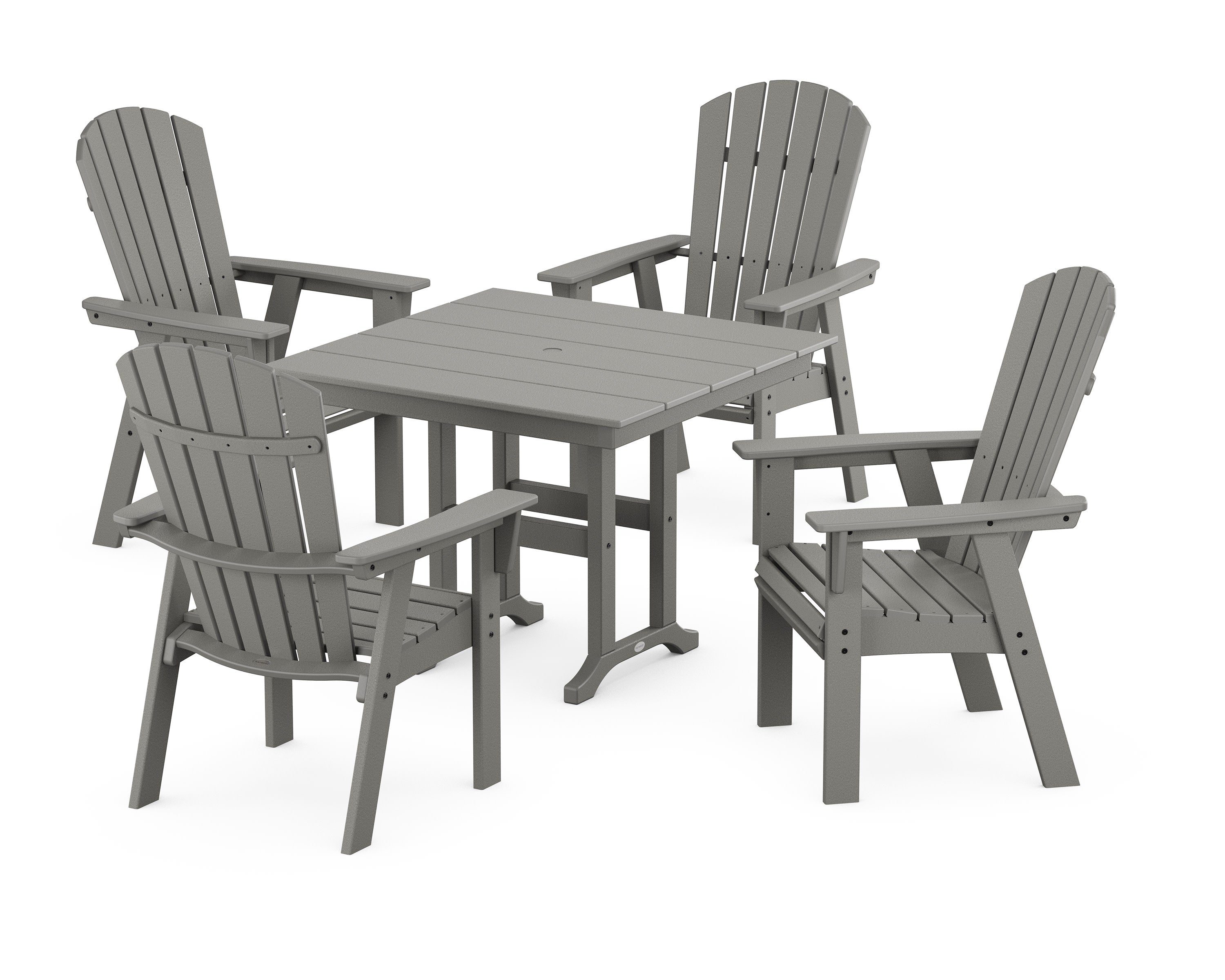 Nautical Curveback Adirondack 5-Piece Farmhouse Dining Set in Slate Grey