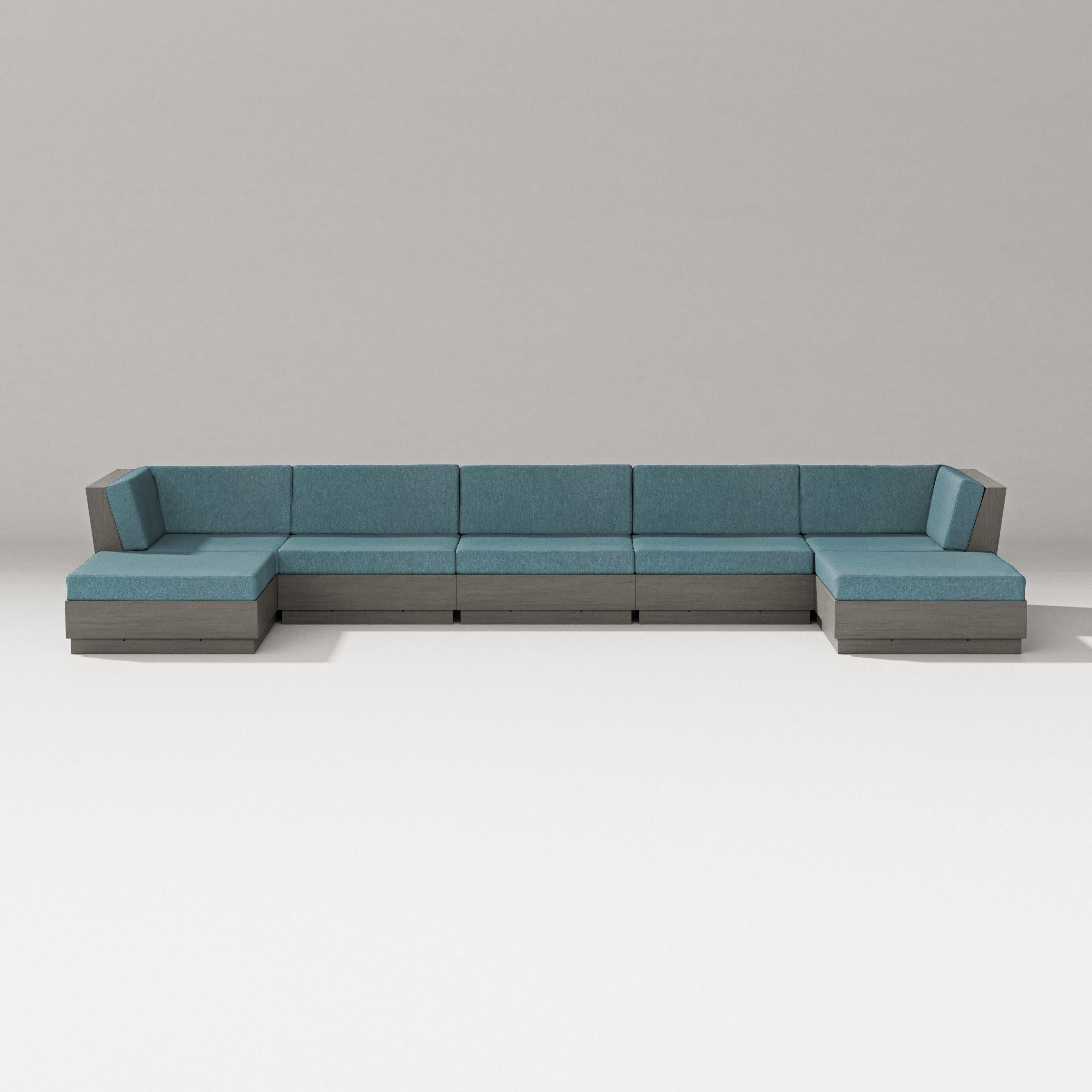 Elevate 7-Piece Double Chaise Sectional in Driftwood / Ocean Teal