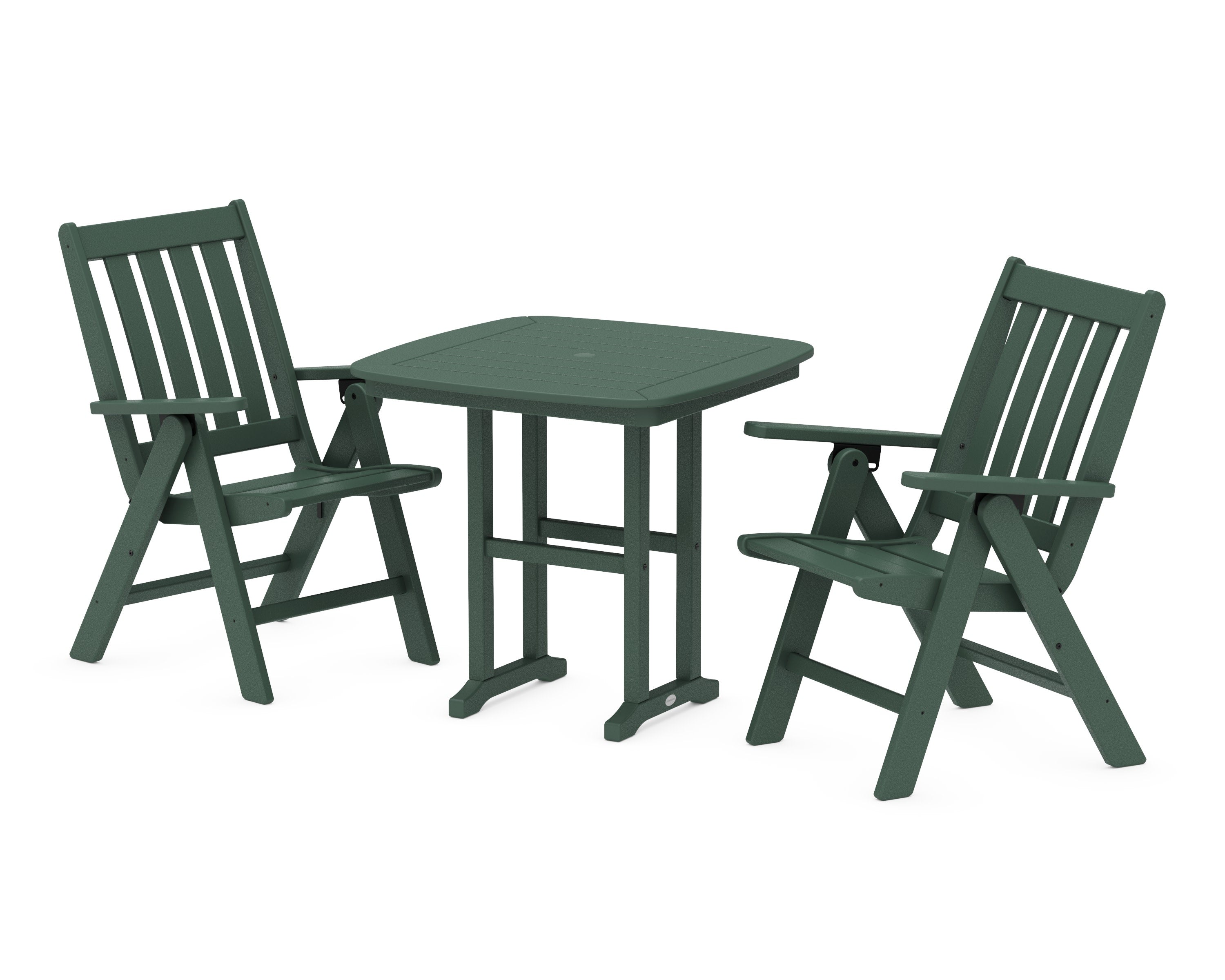 Vineyard Folding Chair 3-Piece Dining Set in Green