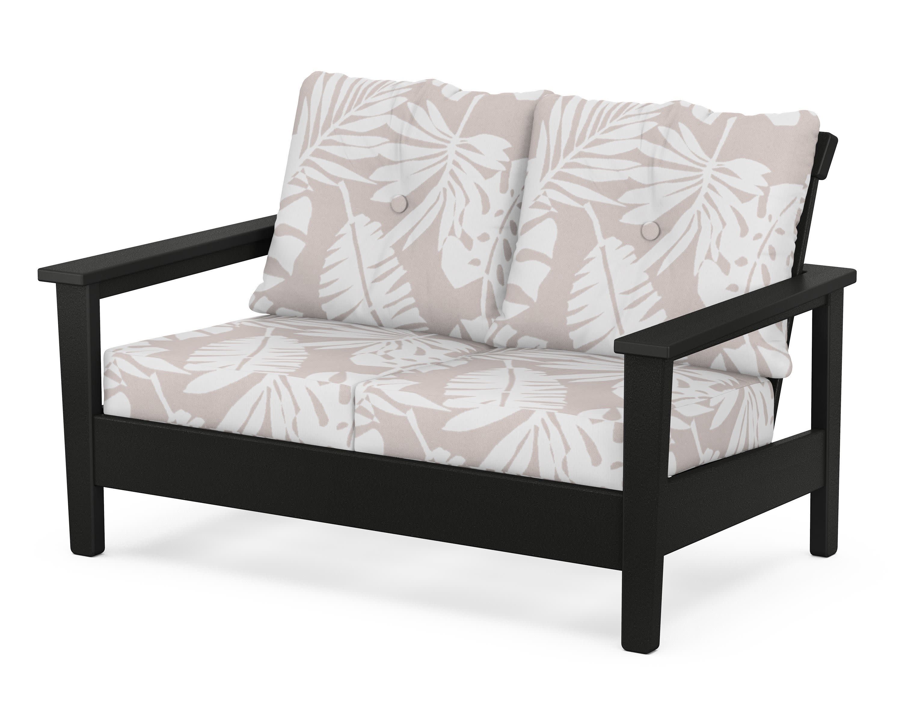 Prescott Deep Seating Loveseat in Black / Leaf Dune Burlap