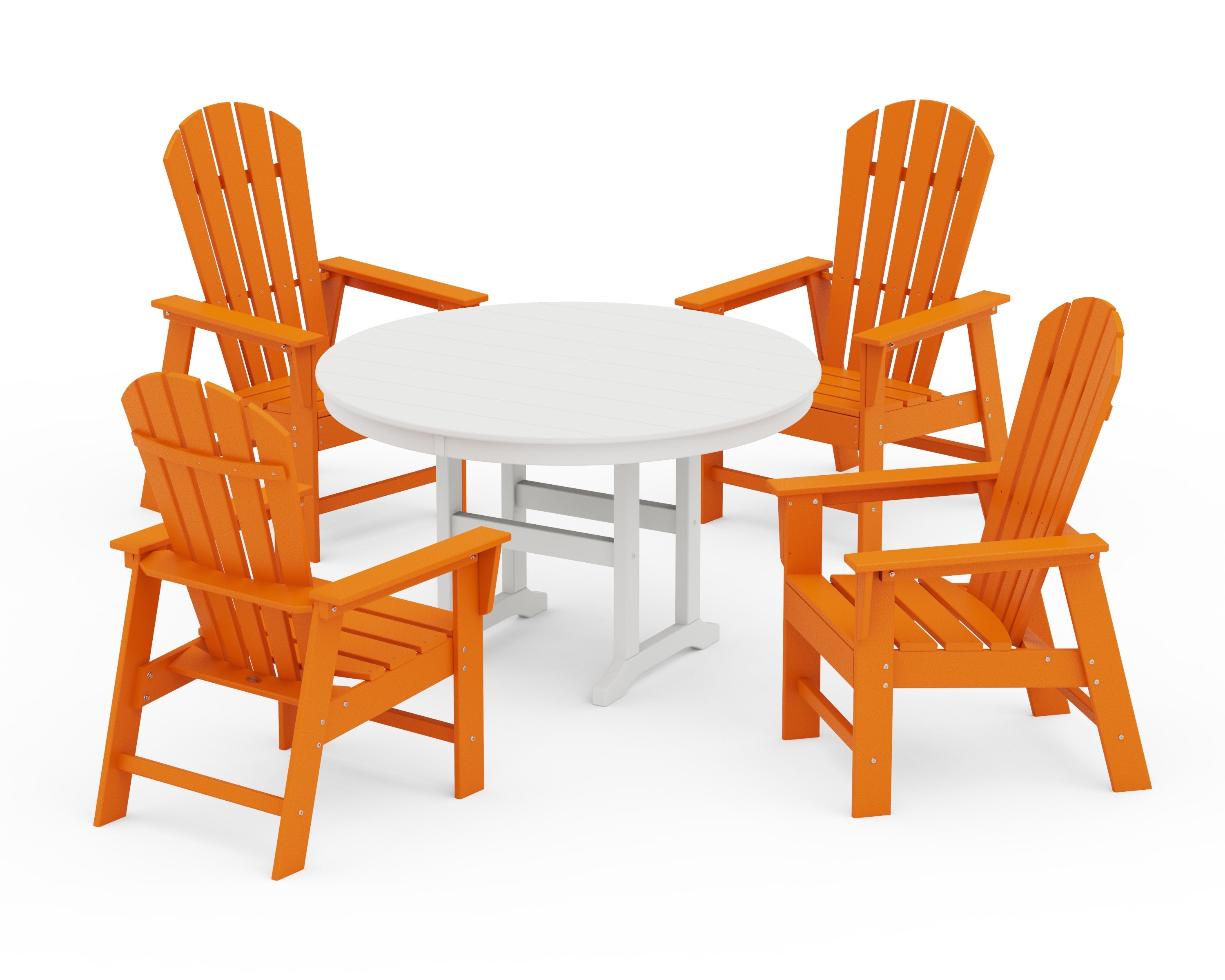 South Beach 5-Piece Round Farmhouse Dining Set in Tangerine / White