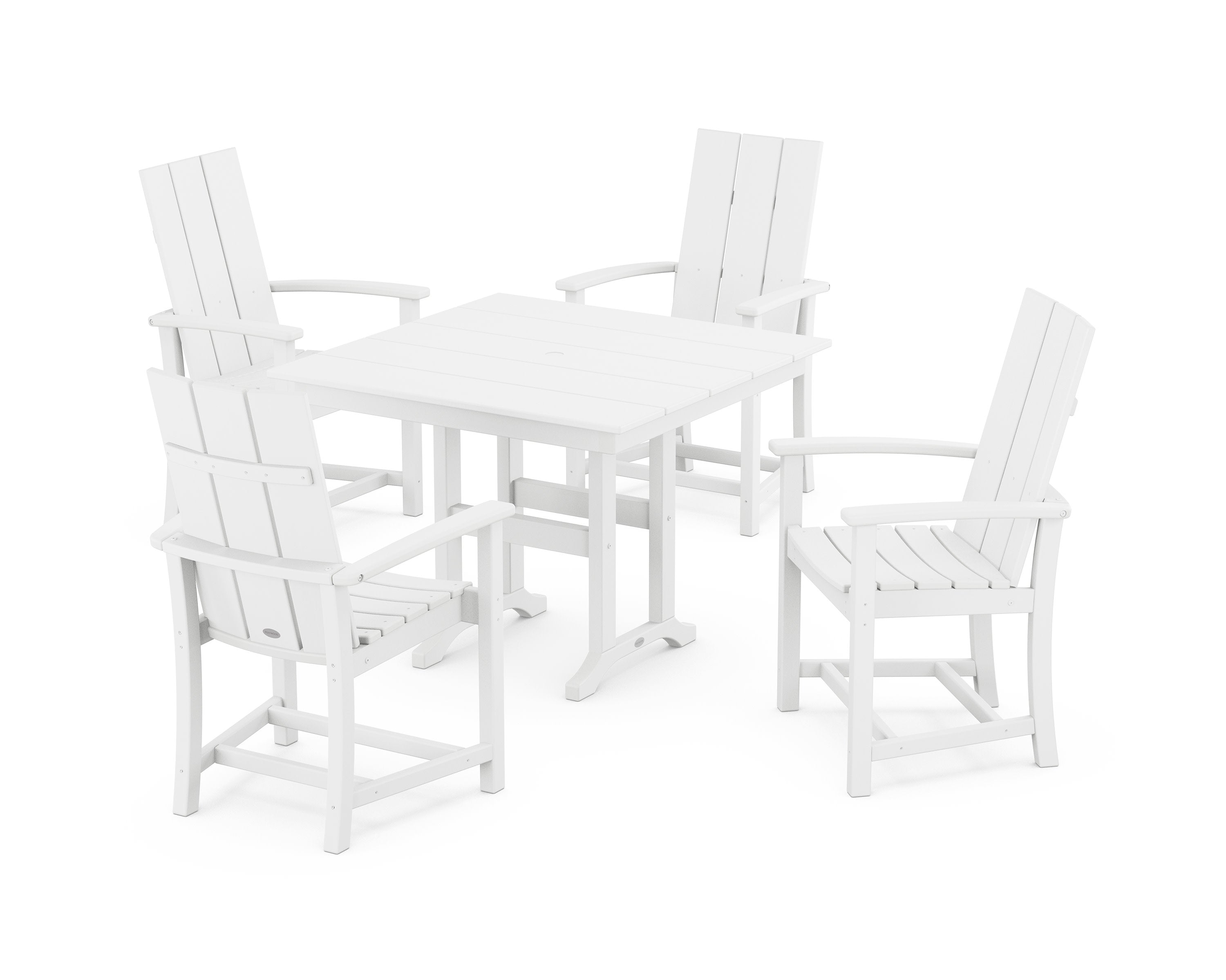 Modern Adirondack 5-Piece Farmhouse Dining Set in White