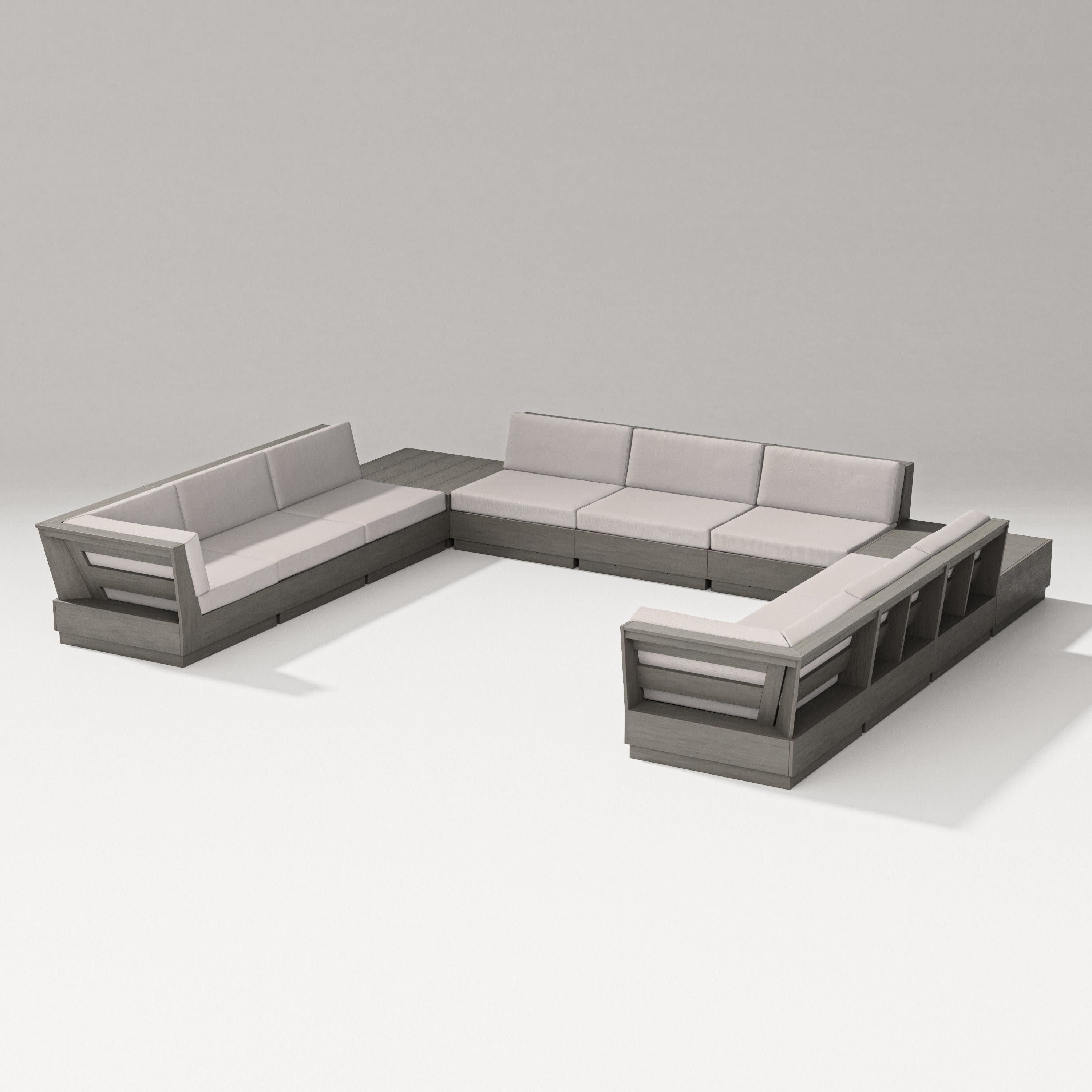 Elevate 11-Piece U-Shaped Sofa Sectional in Driftwood / Dune Burlap