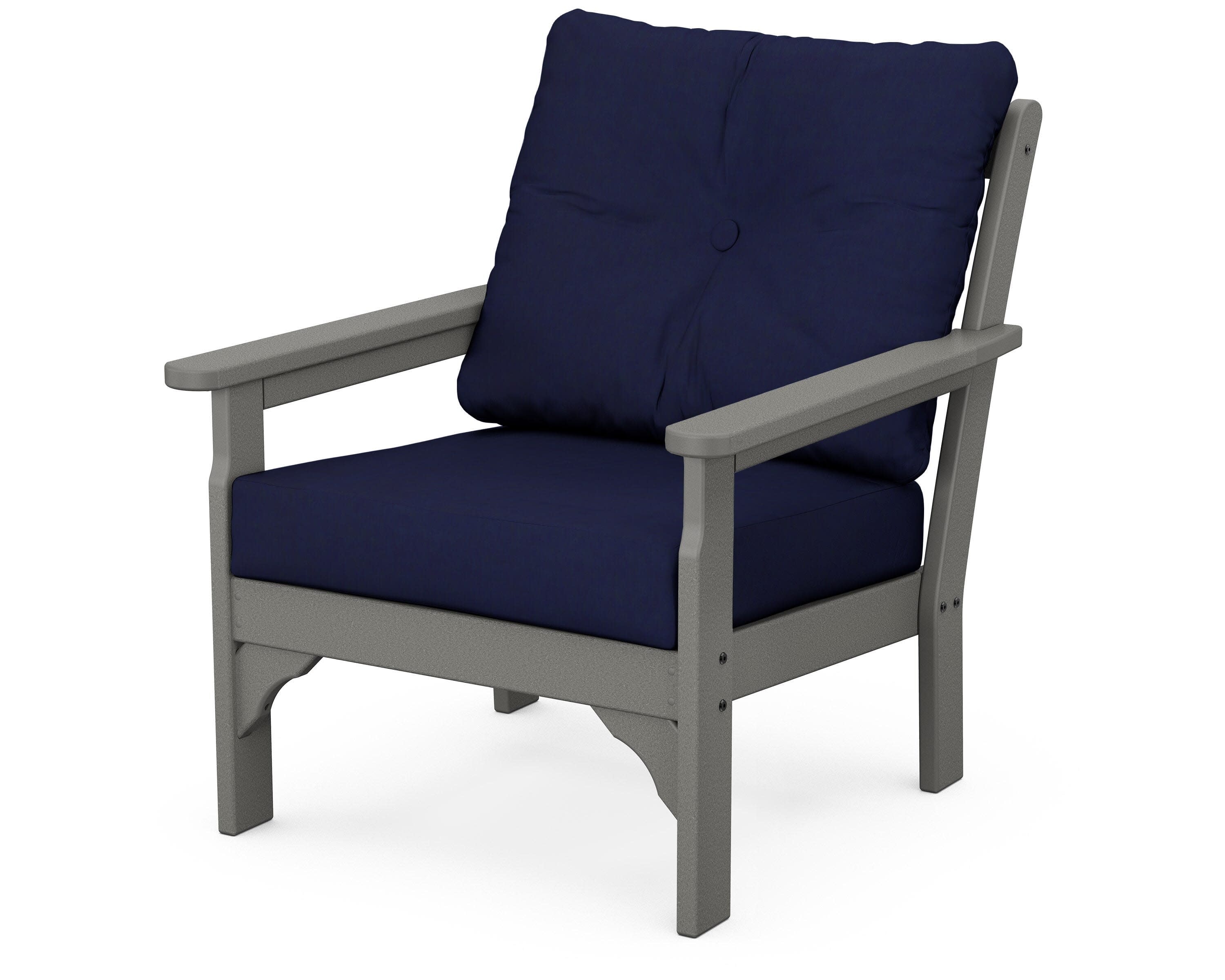 Vineyard Deep Seating Chair in Slate Grey / Navy