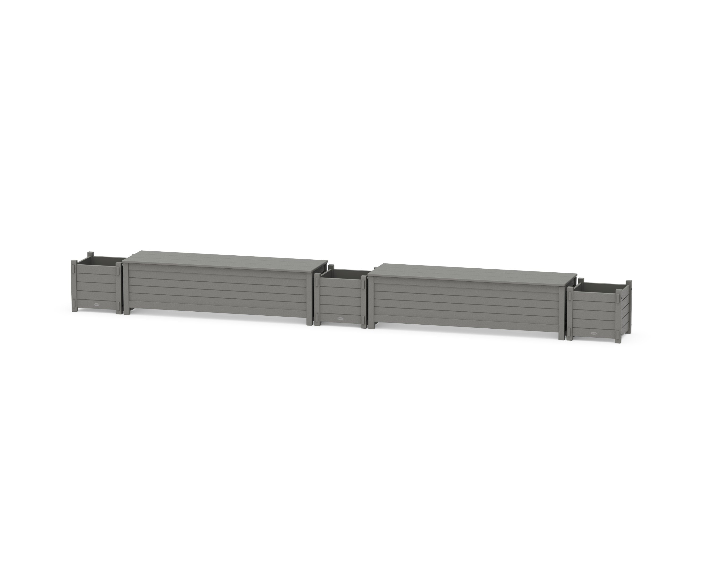 60" Nautical Straight Double Planter Storage Bench Set