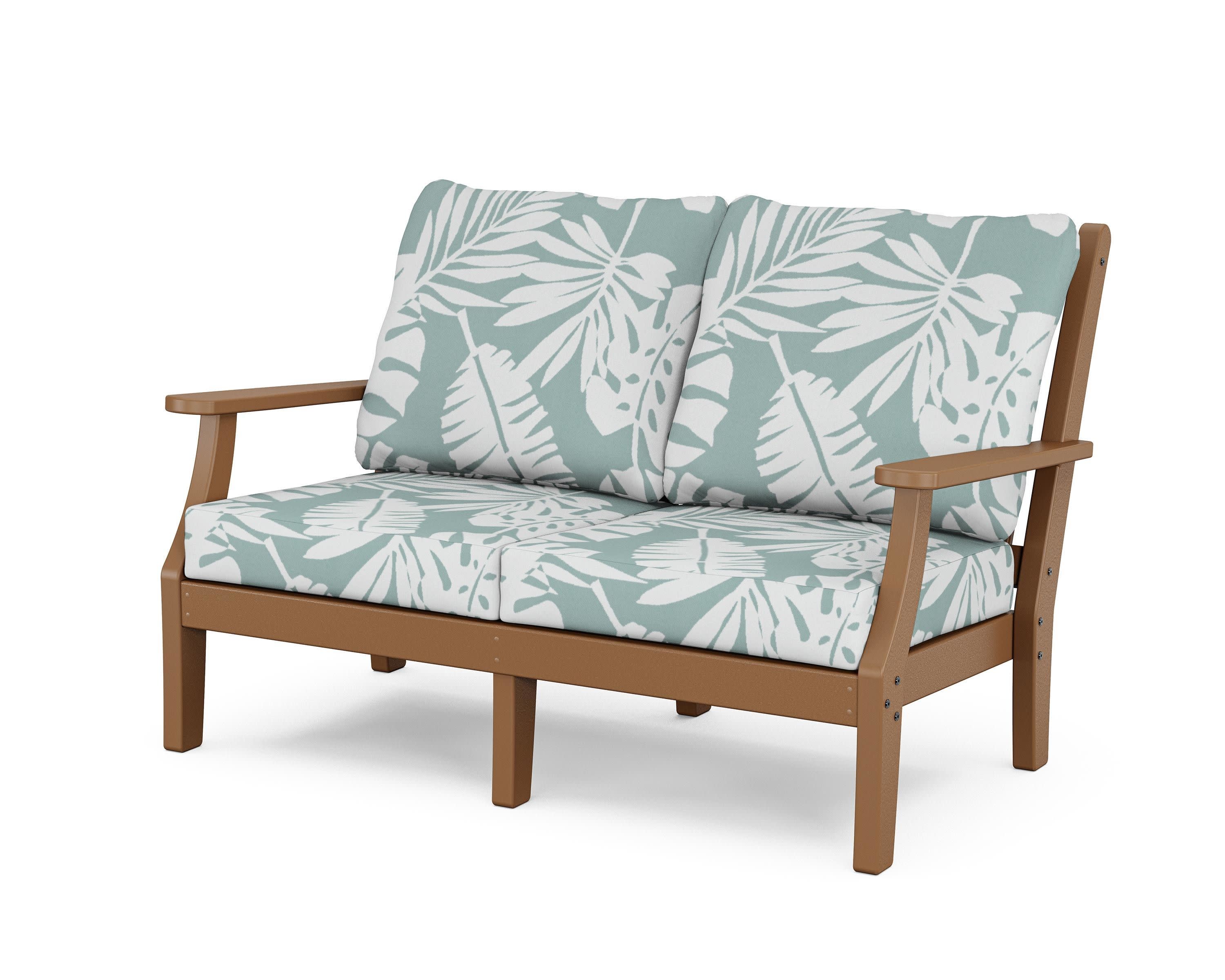 Wovendale Deep Seating Loveseat in Teak / Leaf Glacier Spa