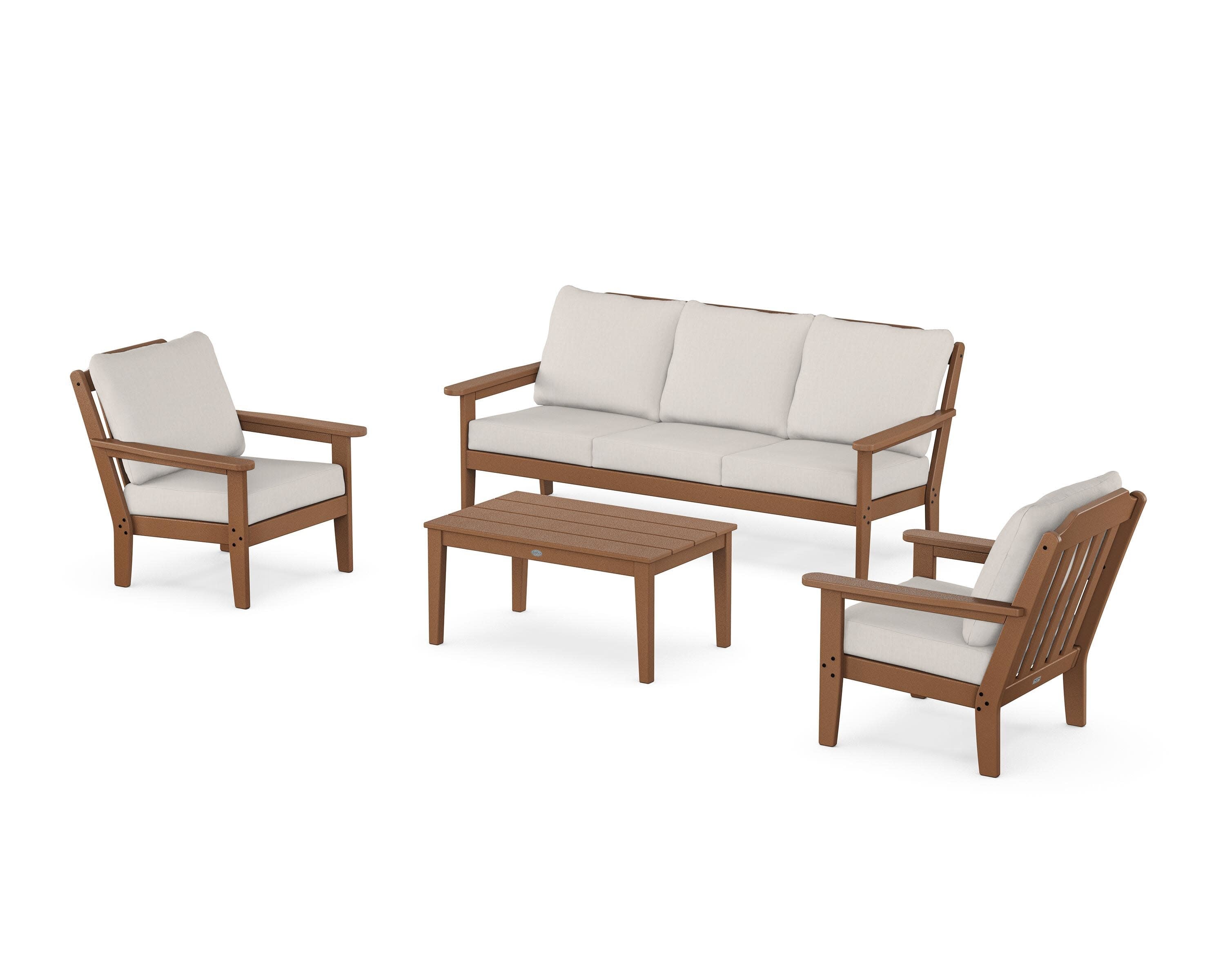 Cottage 4-Piece Deep Seating Set with Sofa in Teak / Cast Ash