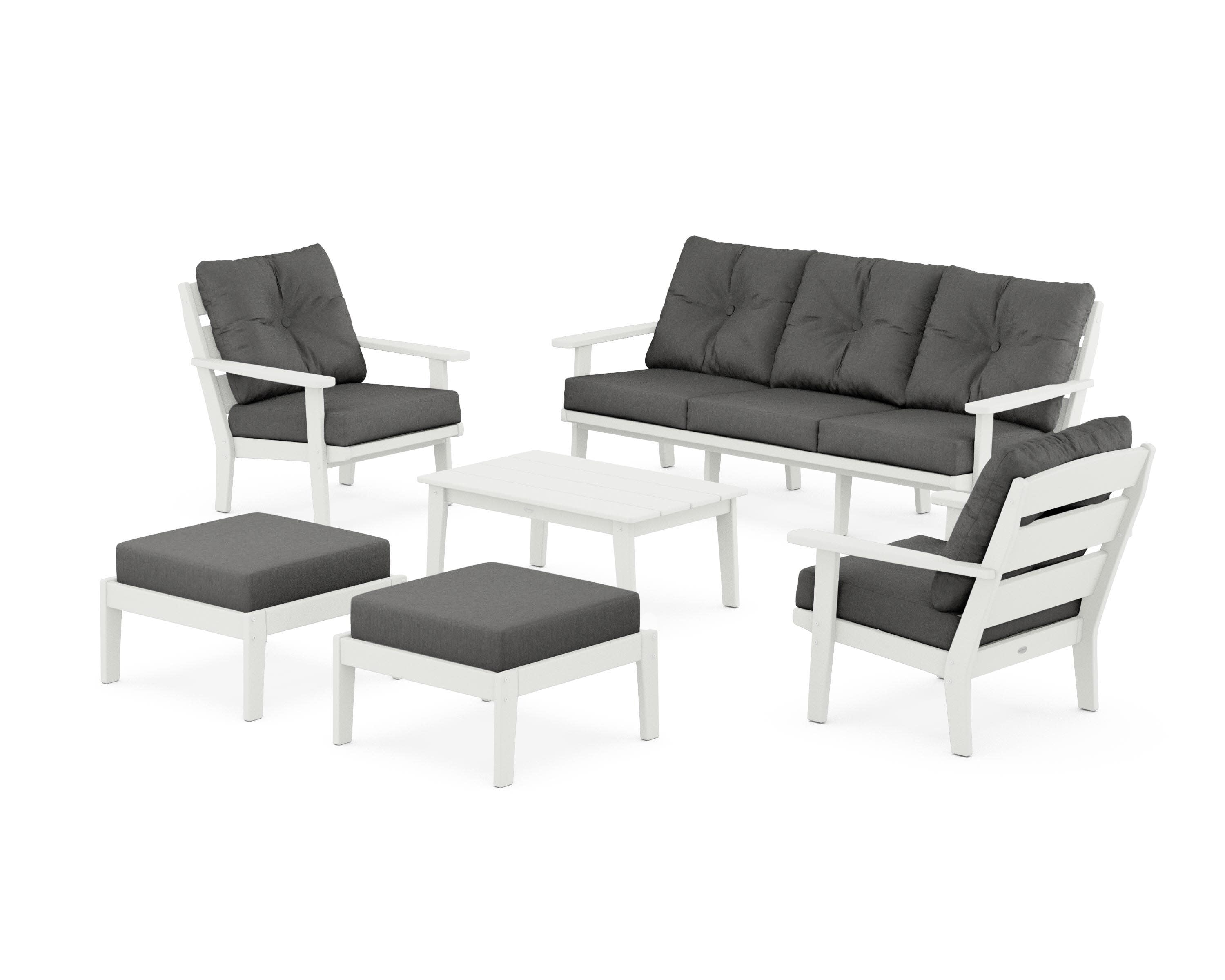 Lakeside 6-Piece Lounge Sofa Set in Vintage White / Spectrum Carbon