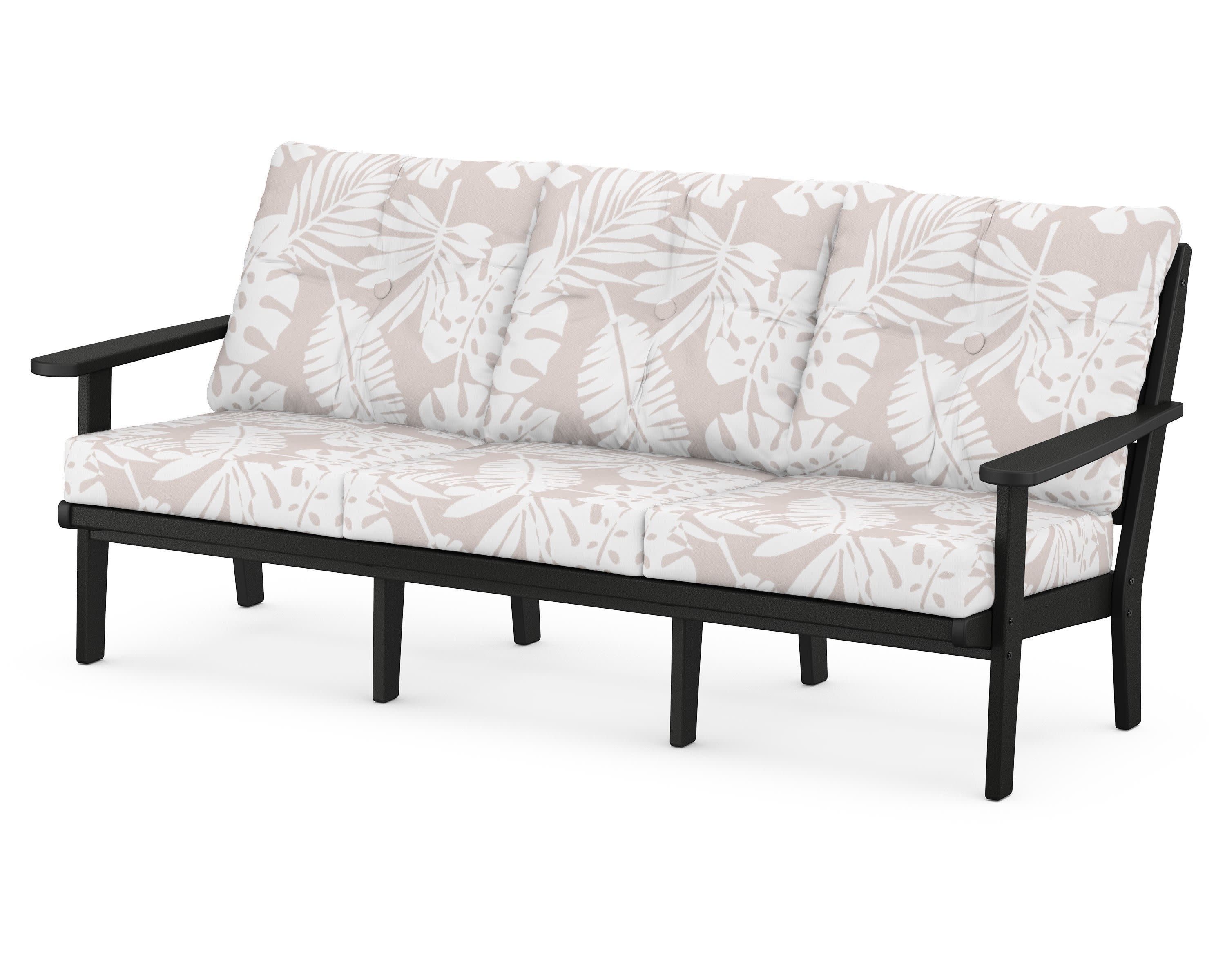Lakeside Deep Seating Sofa in Black / Leaf Dune Burlap