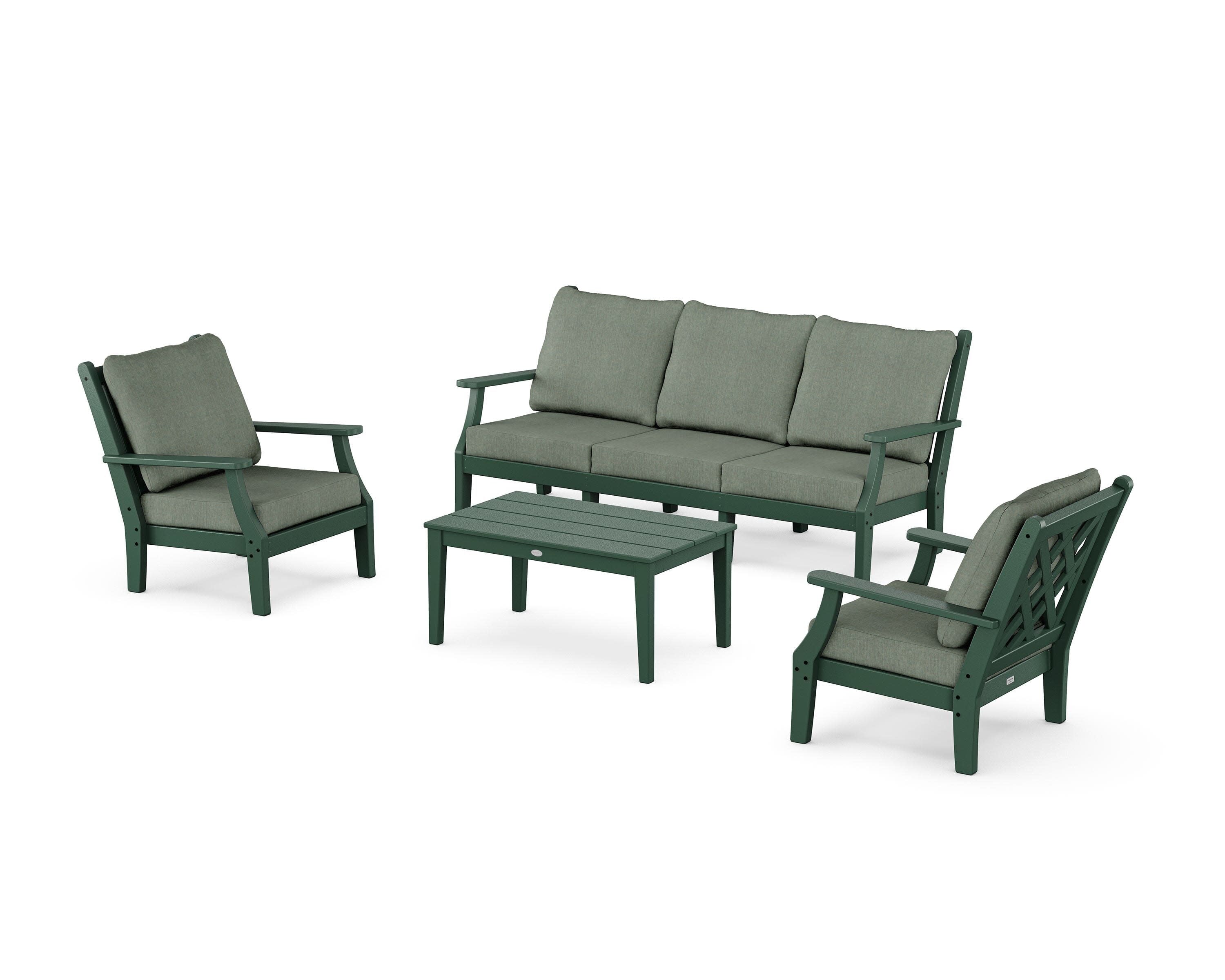 Wovendale 4-Piece Deep Seating Set with Sofa in Green / Cast Sage