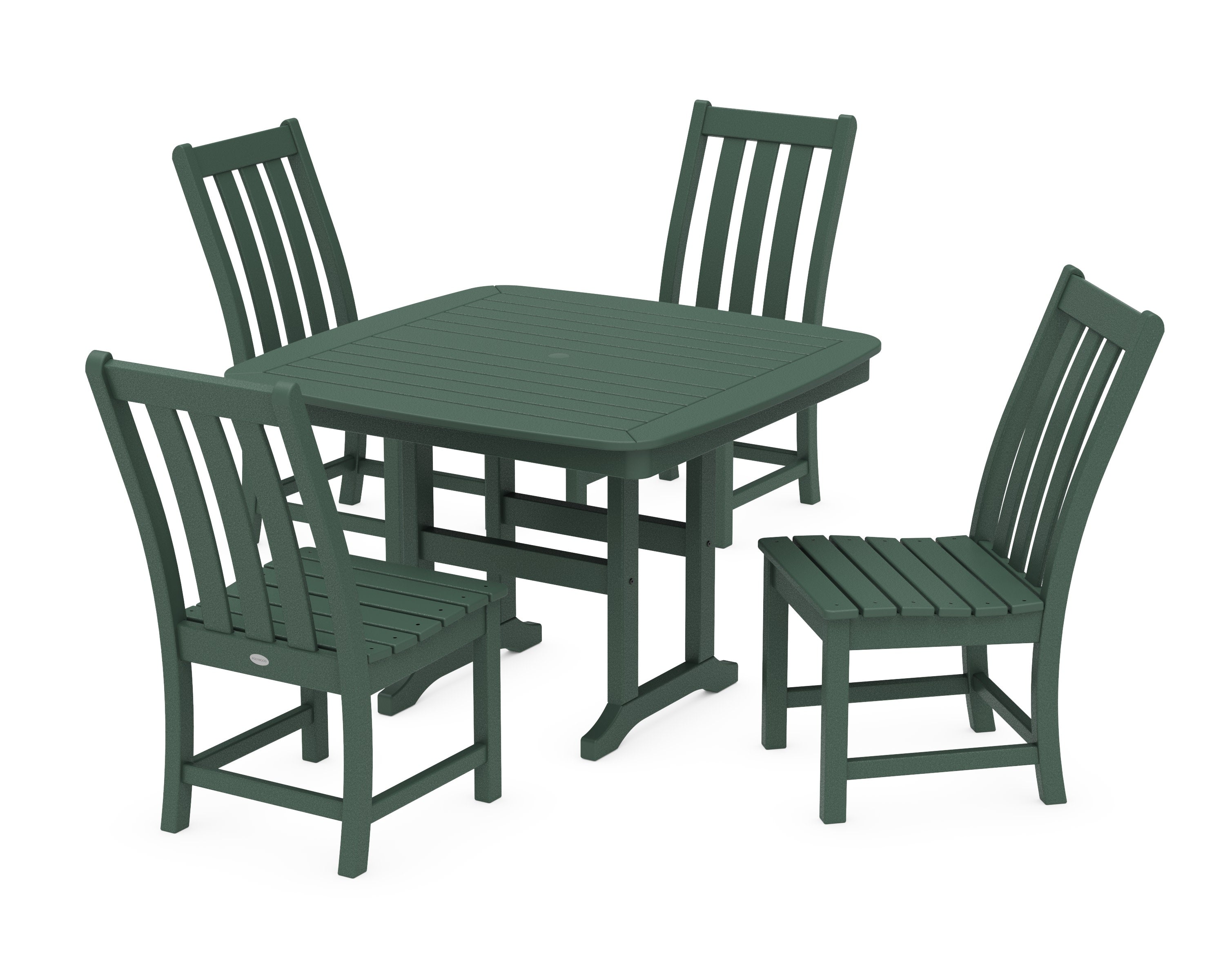 Vineyard Side Chair 5-Piece Dining Set with Trestle Legs in Green