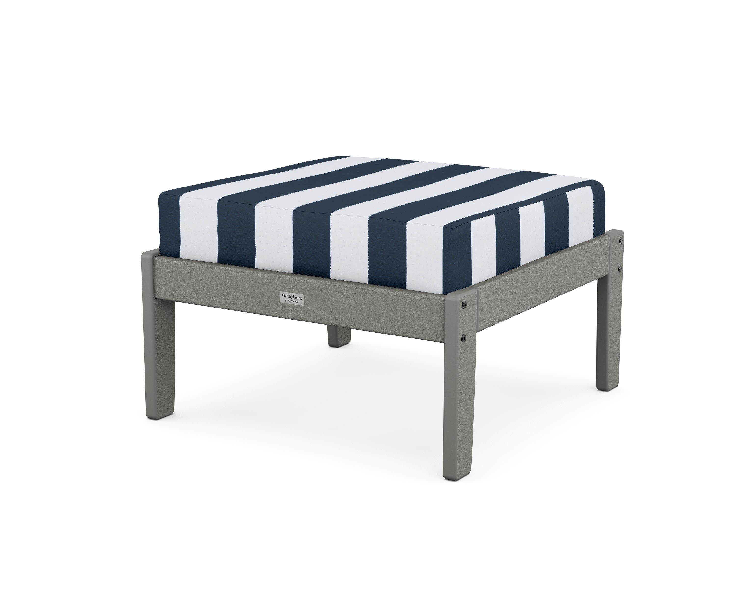 Cottage Deep Seating Ottoman in Slate Grey / Cabana Stripe Marine Indigo