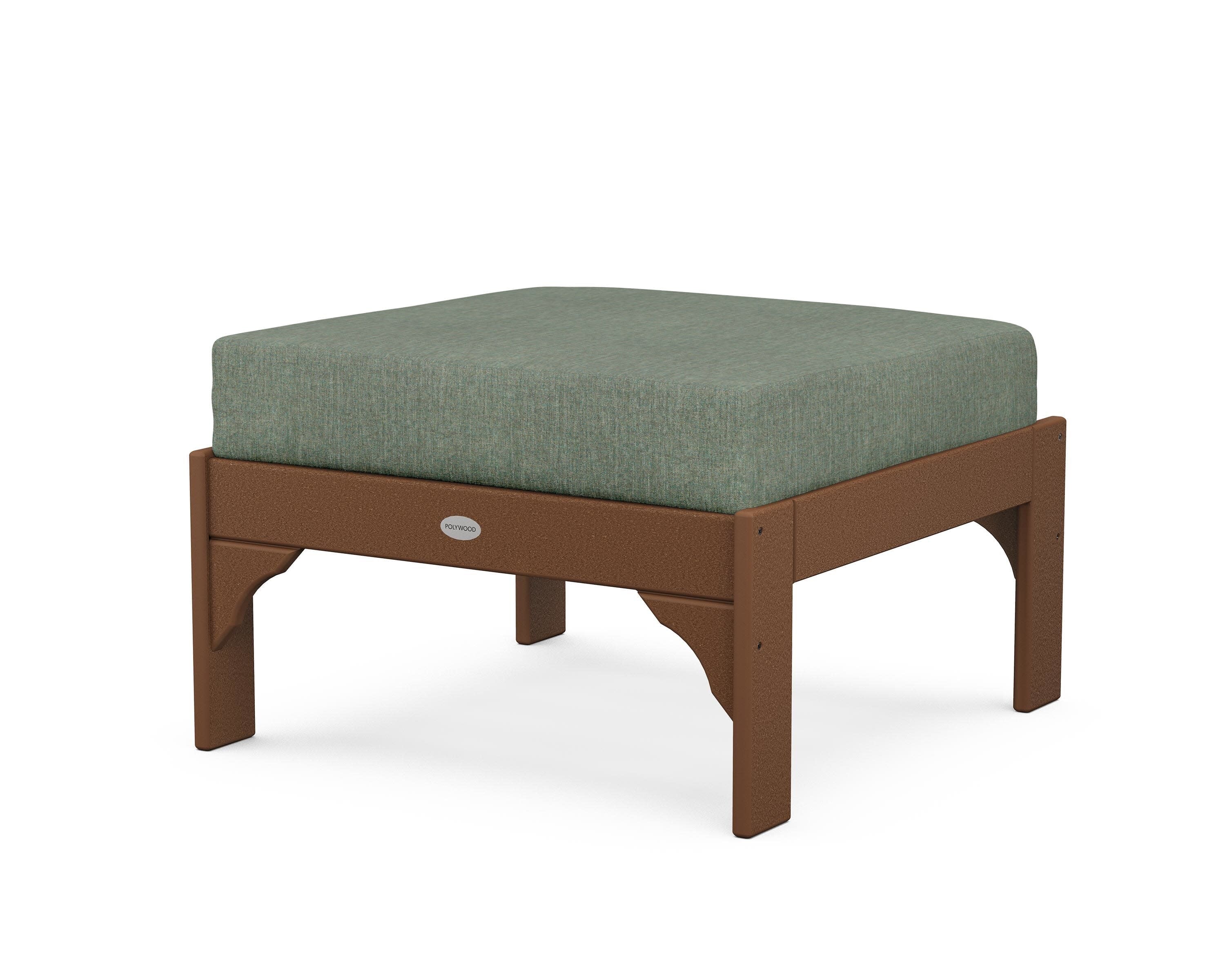 Vineyard Deep Seating Ottoman in Teak / Cast Sage
