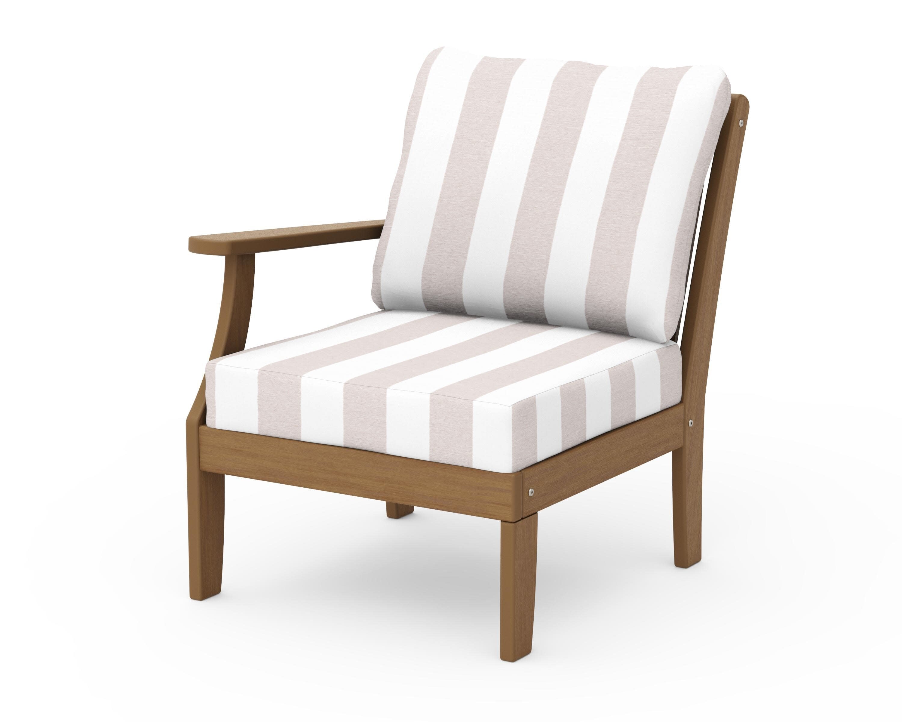 Braxton Modular Left Arm Chair in Natural / Cabana Stripe Dune Burlap
