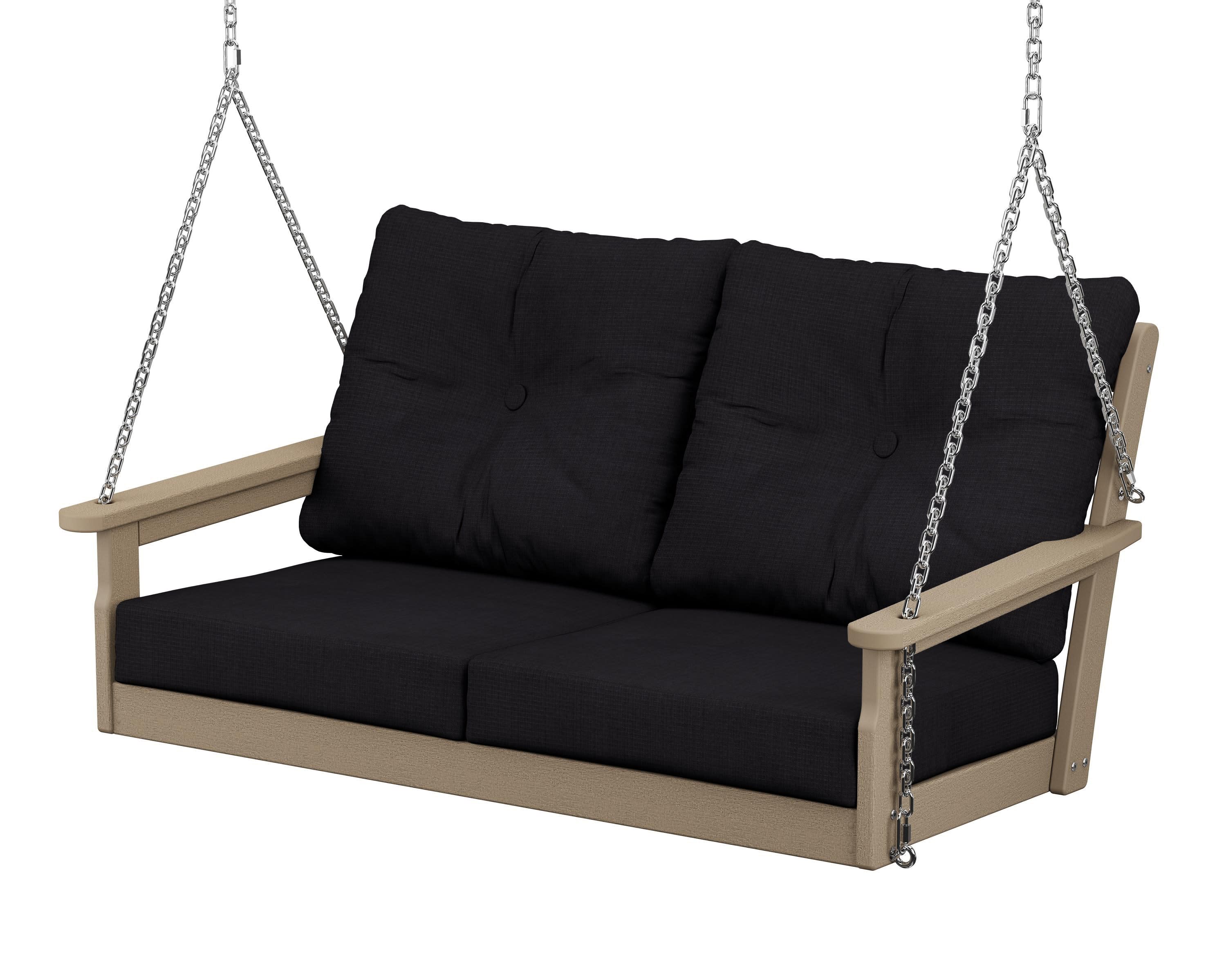 Vineyard Deep Seating Swing in Vintage Sahara / Midnight Linen