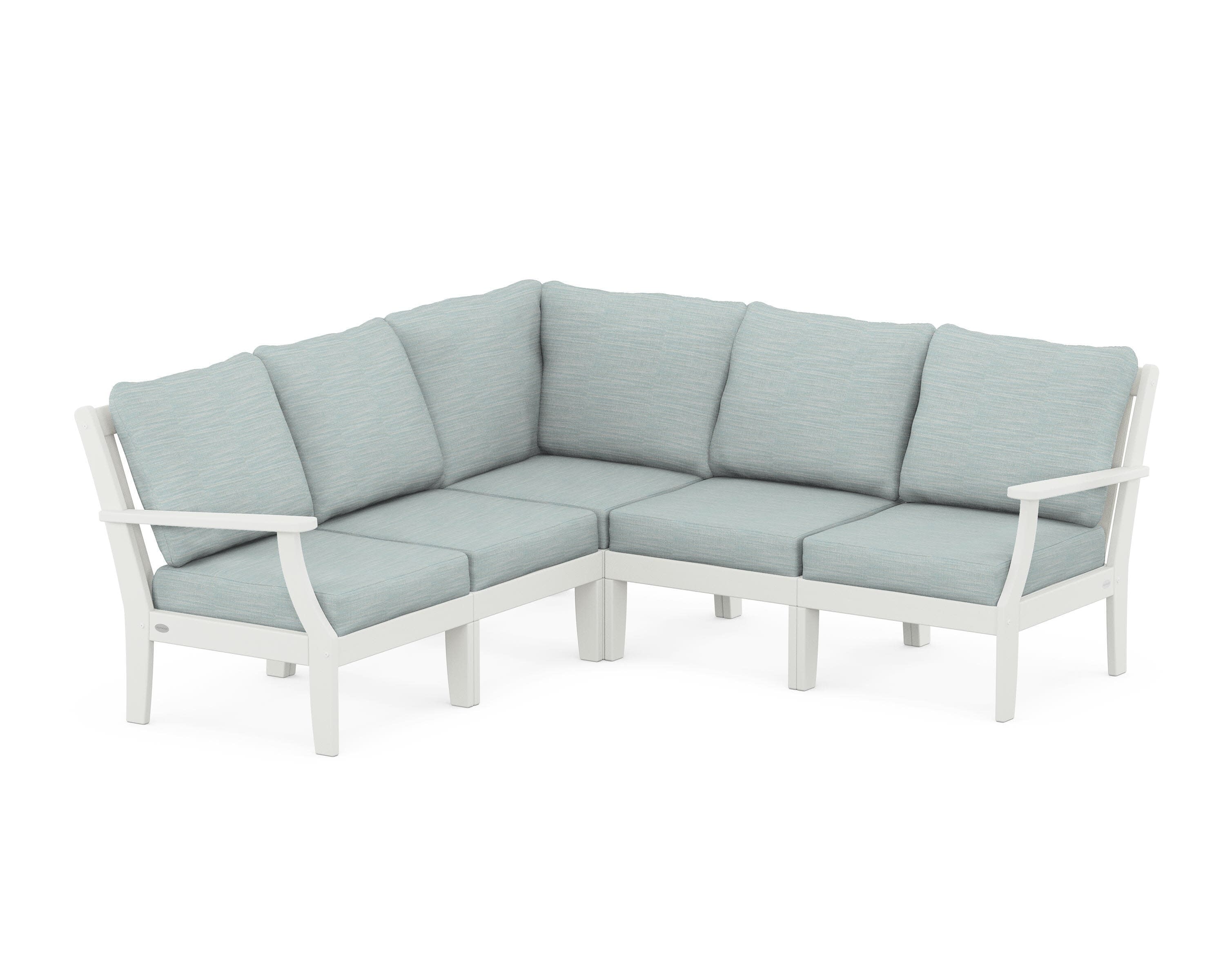 Braxton Modular 5-Piece Deep Seating Set in Vintage White / Soothe Mist