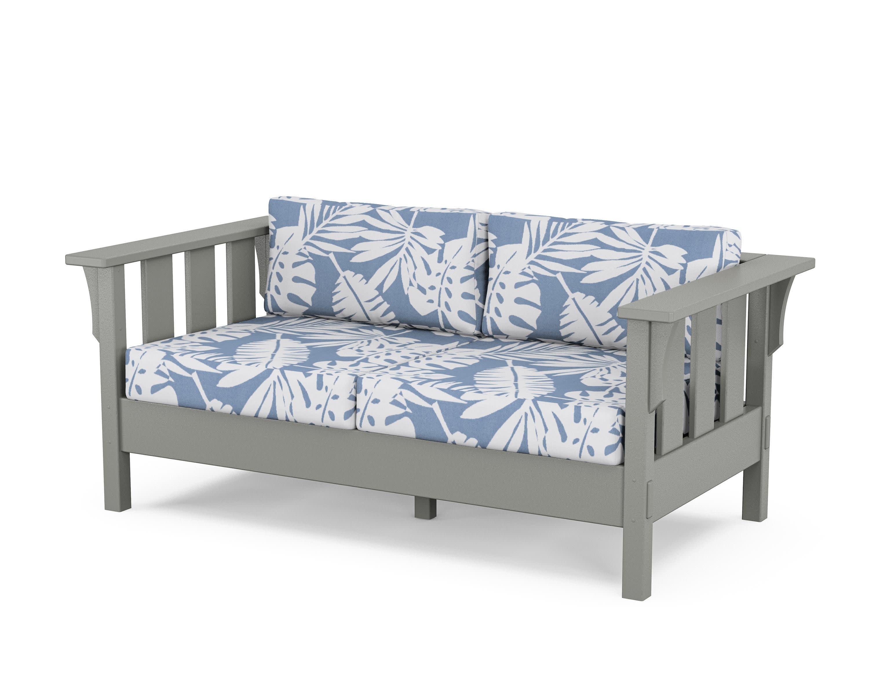 Acadia Deep Seating Loveseat in Slate Grey / Leaf Sky Blue