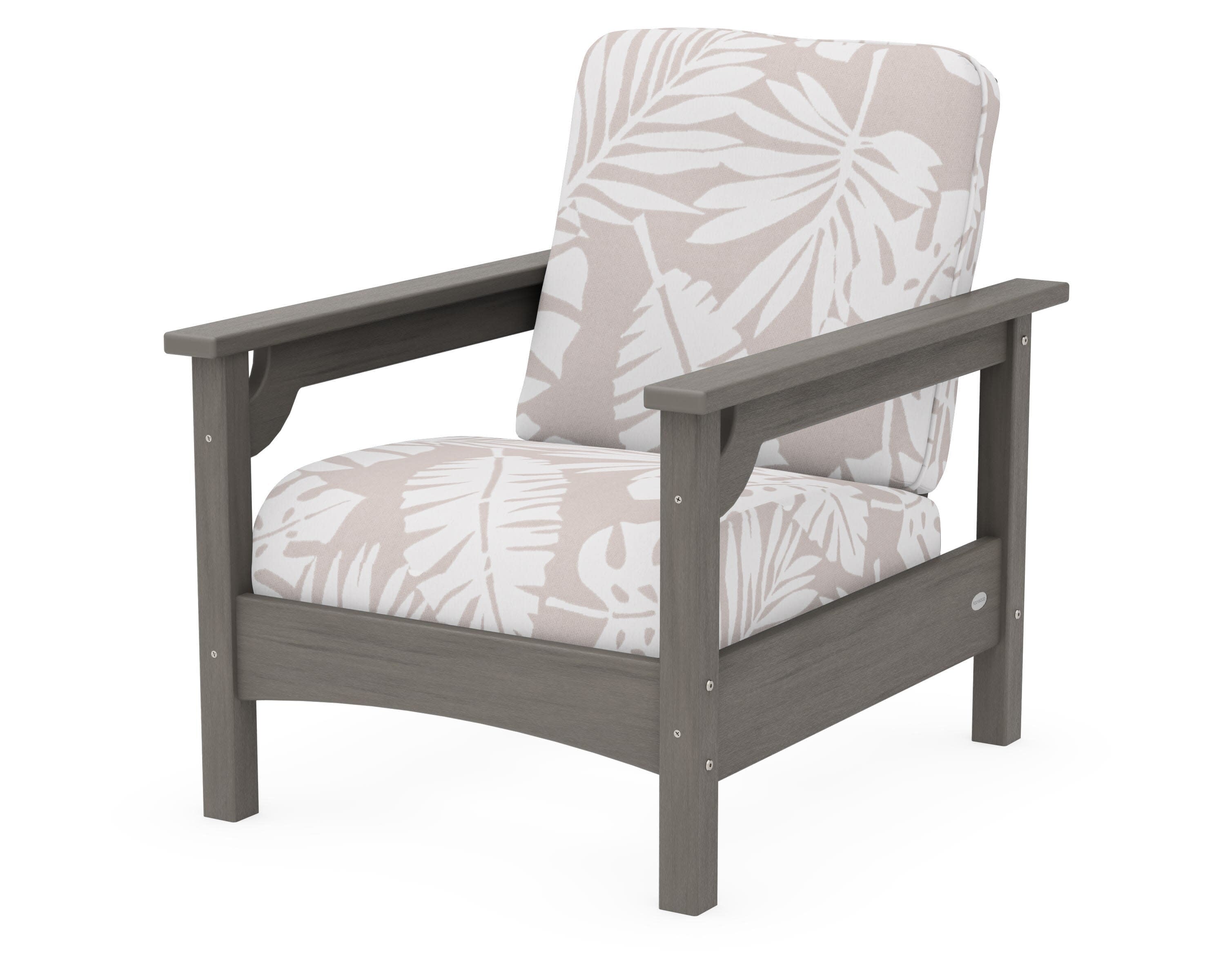 Club Chair in Driftwood / Leaf Dune Burlap