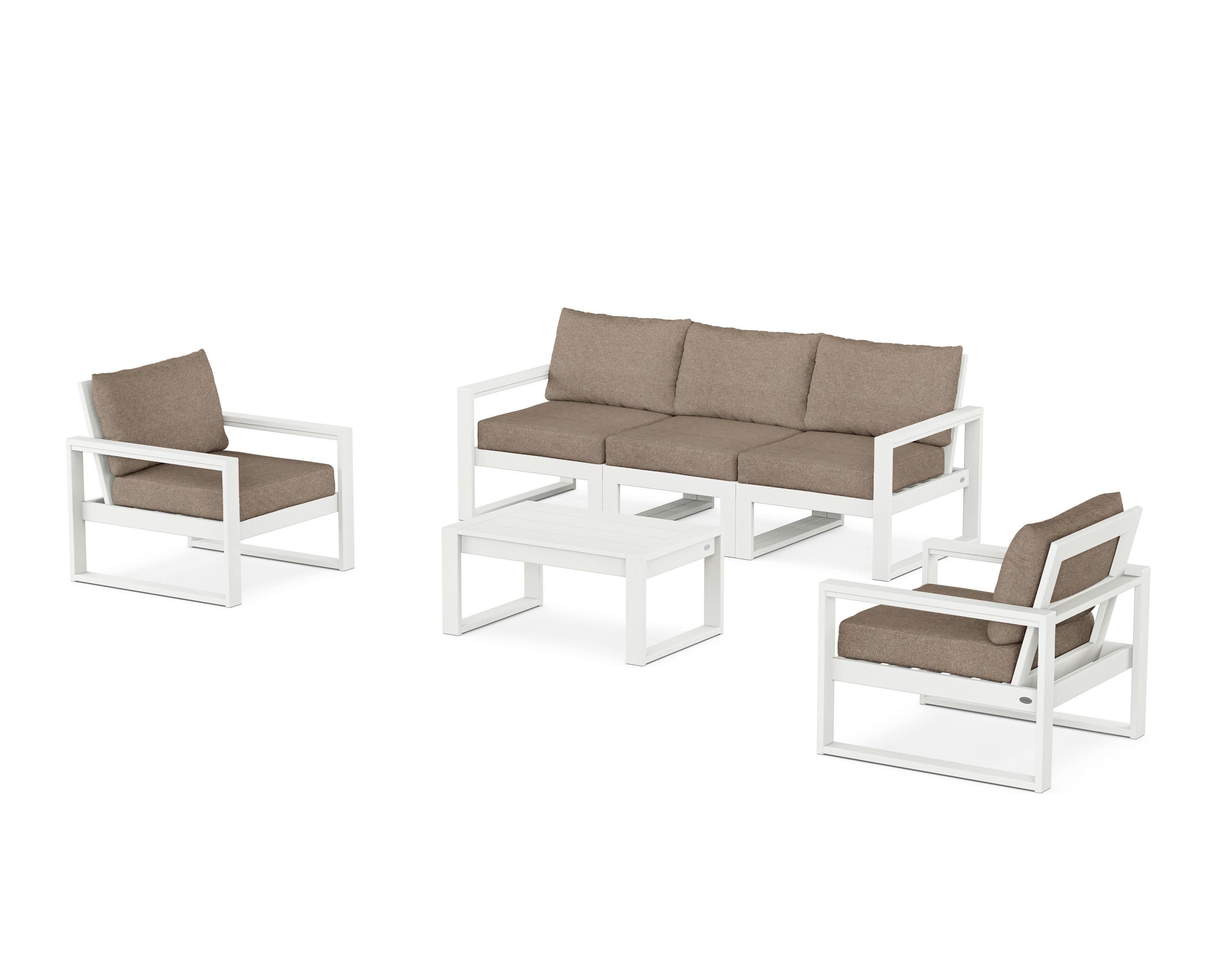 EDGE Sectional 4-Piece Deep Seating Set with Sofa in Vintage White / Spiced Burlap