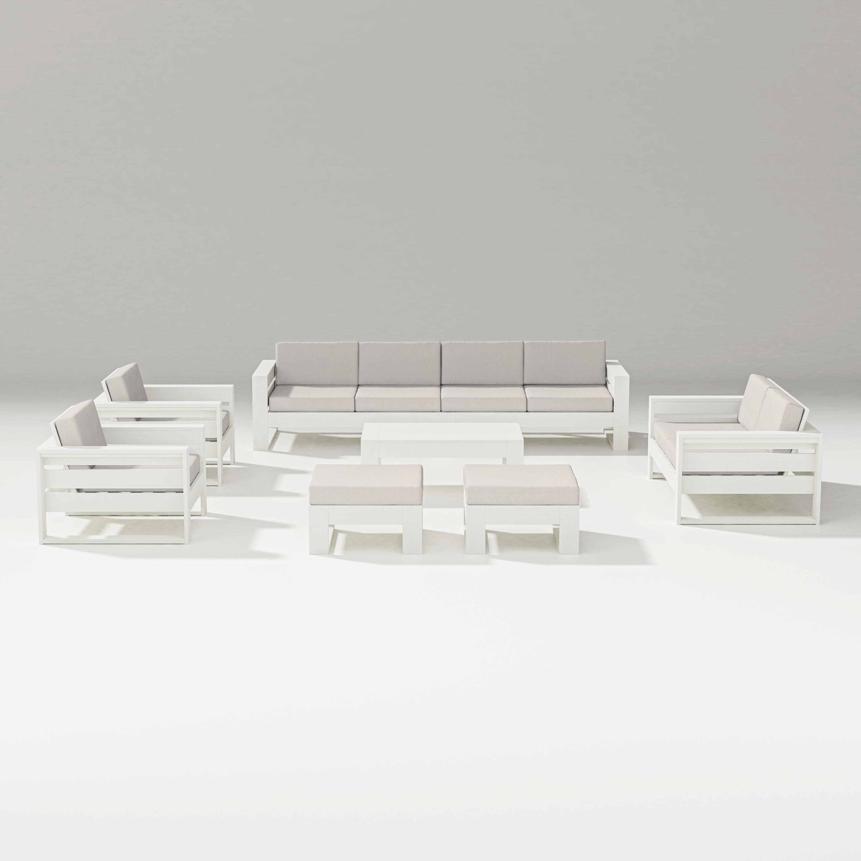 Latitude 8-Piece Lounge Sofa Set in Vintage White / Cast Ash