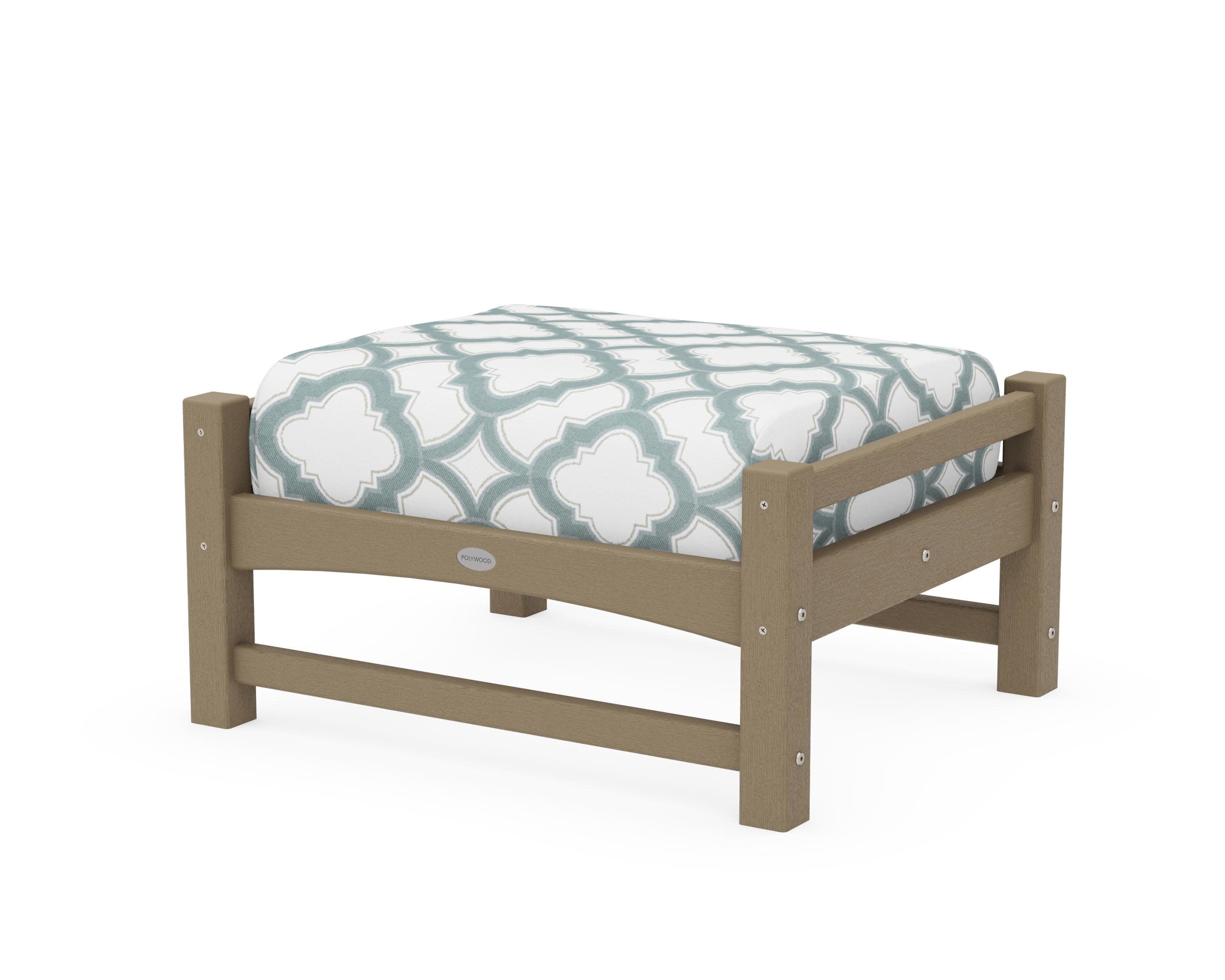 Club Ottoman in Vintage Sahara / Trellis Glacier Spa