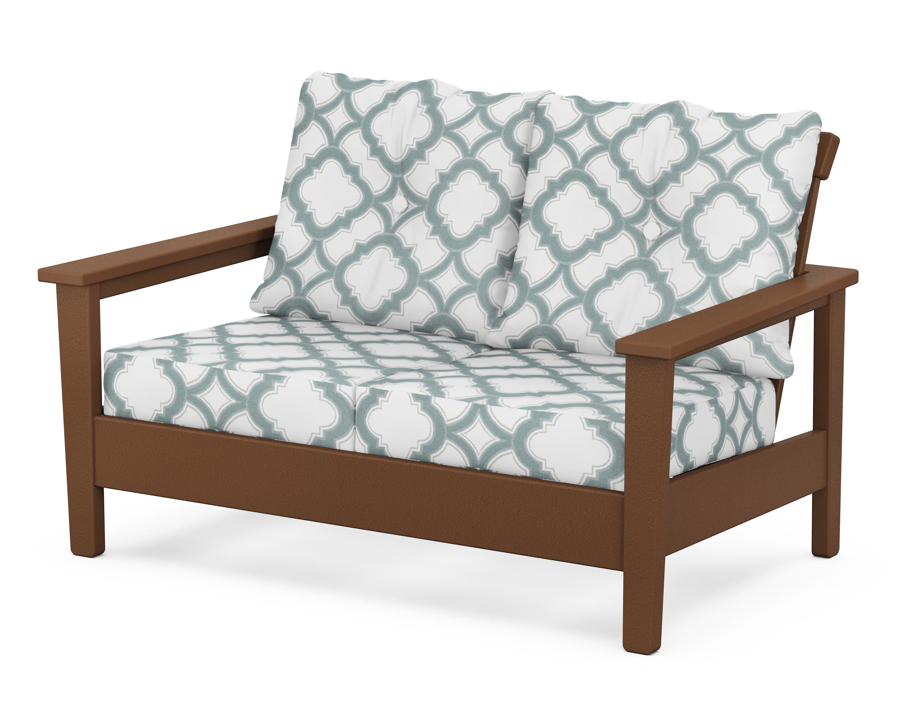 Prescott Deep Seating Loveseat in Teak / Trellis Glacier Spa