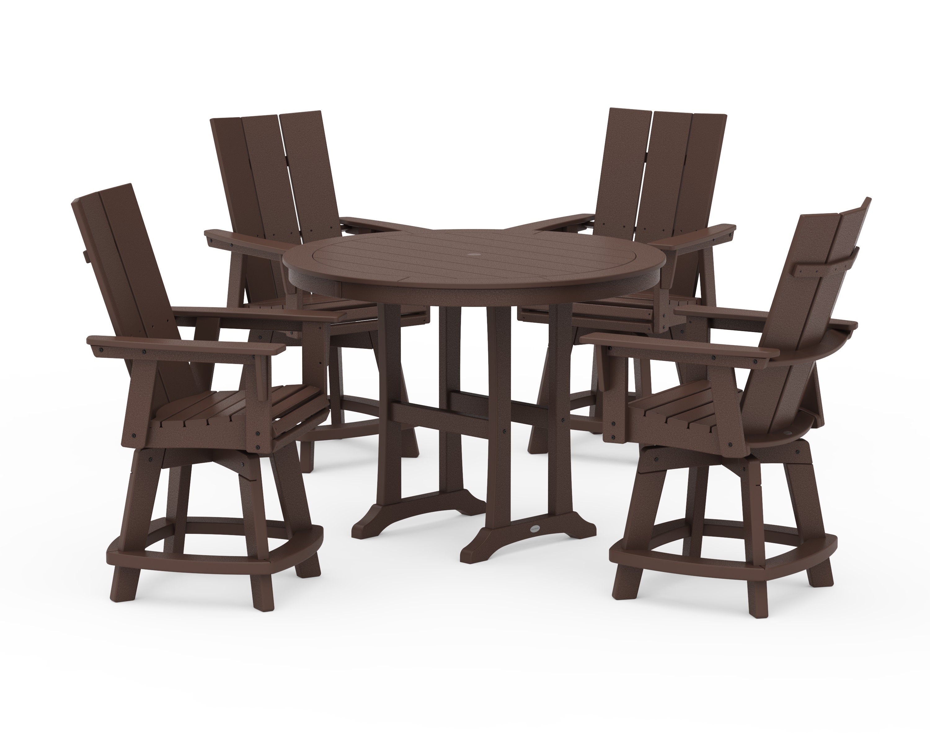 5-Piece Modern Swivel Counter Set in Mahogany
