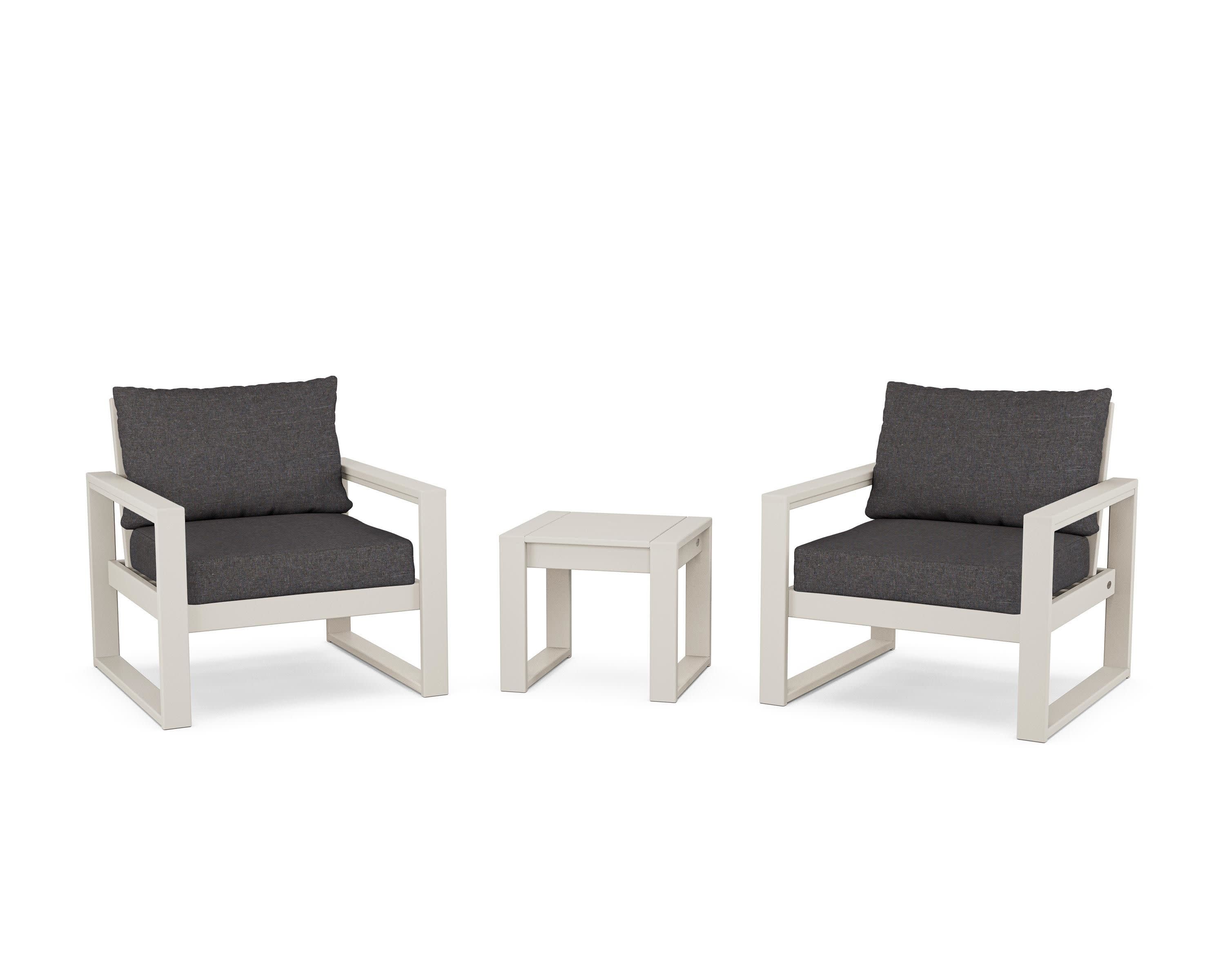 EDGE Sectional 3-Piece Deep Seating Set in Sand / Ash Charcoal