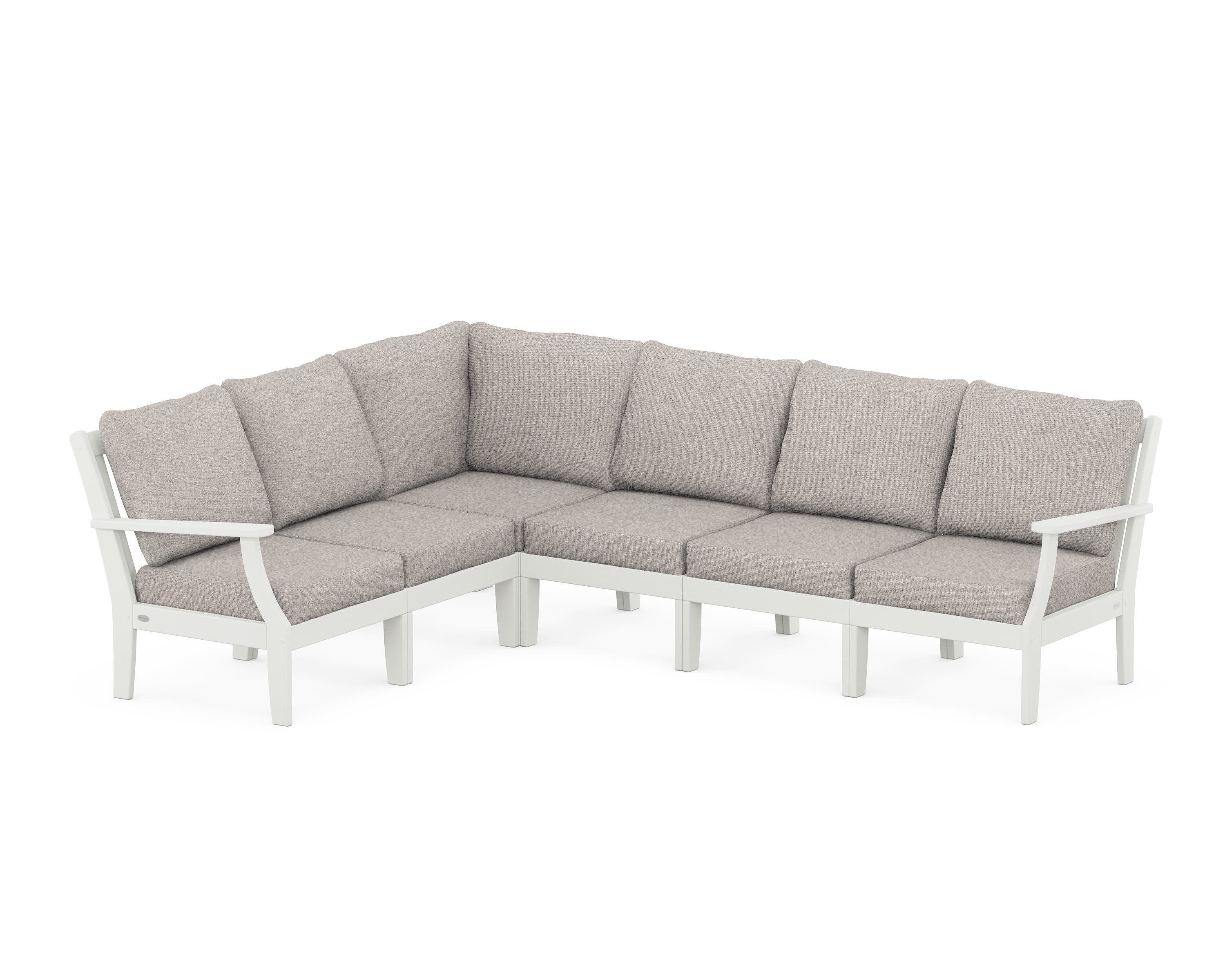 Braxton Modular 6-Piece Deep Seating Set in Vintage White / Weathered Tweed