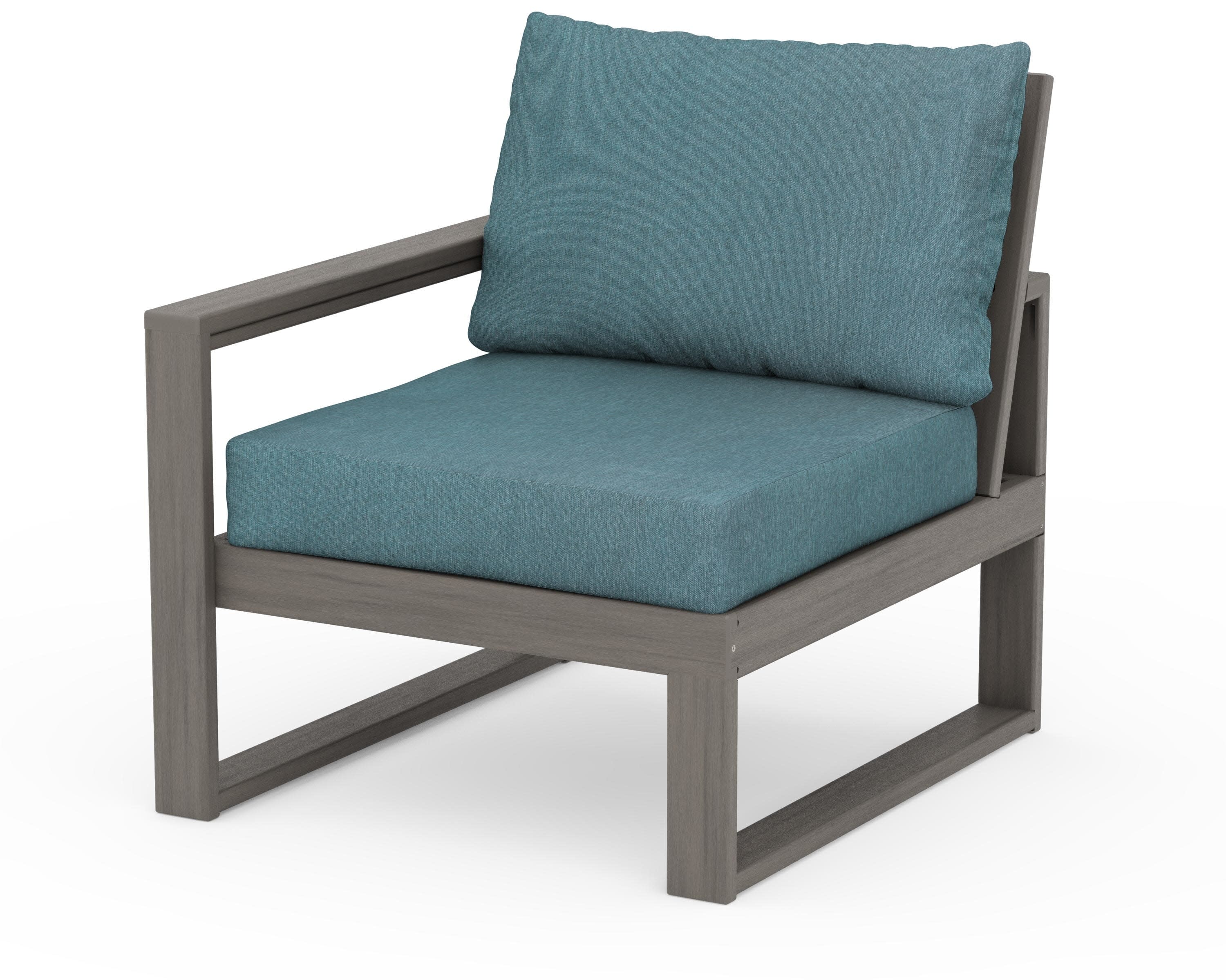 EDGE Modular Left Arm Chair in Driftwood / Ocean Teal