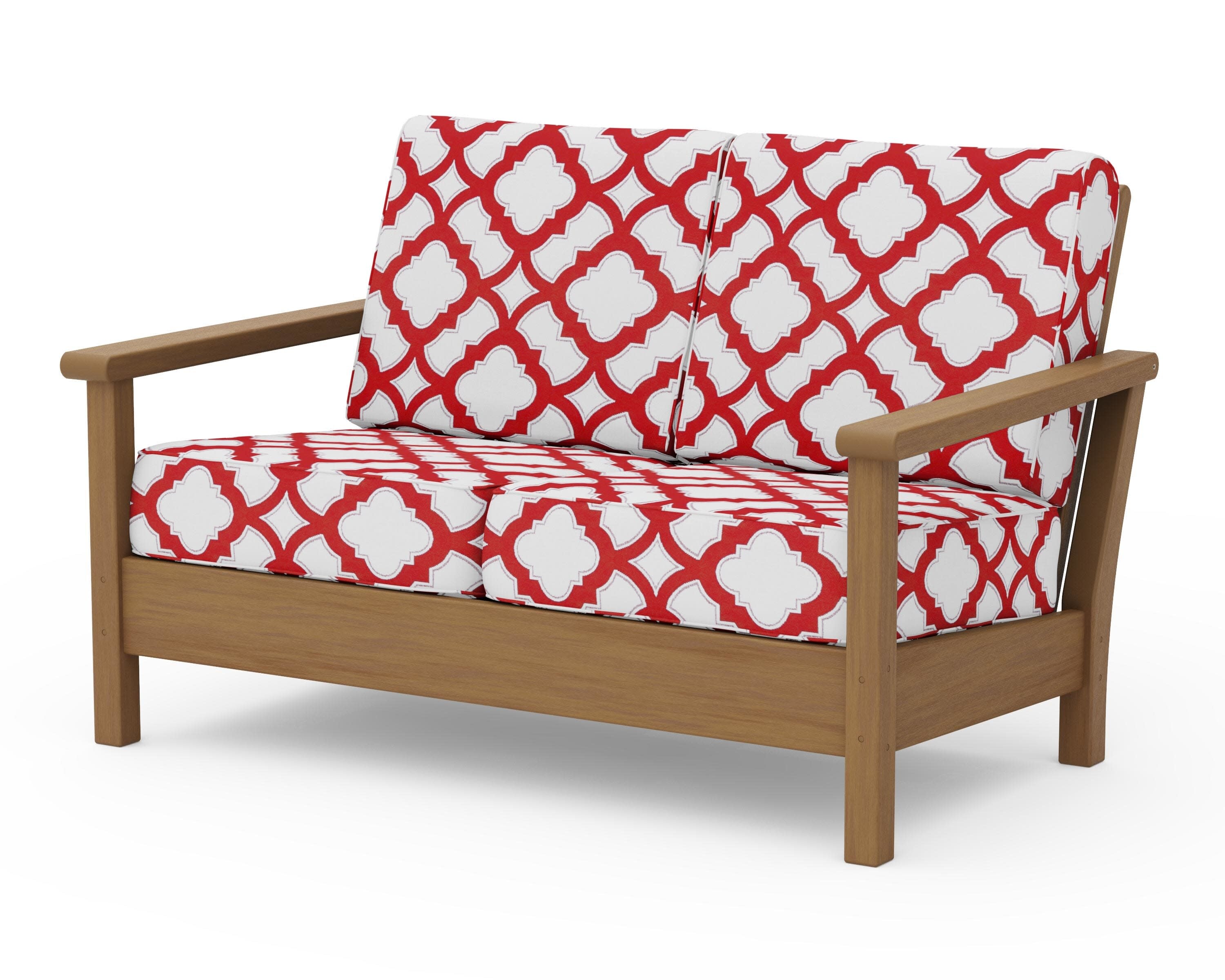 Harbour Deep Seating Loveseat in Natural / Trellis Crimson