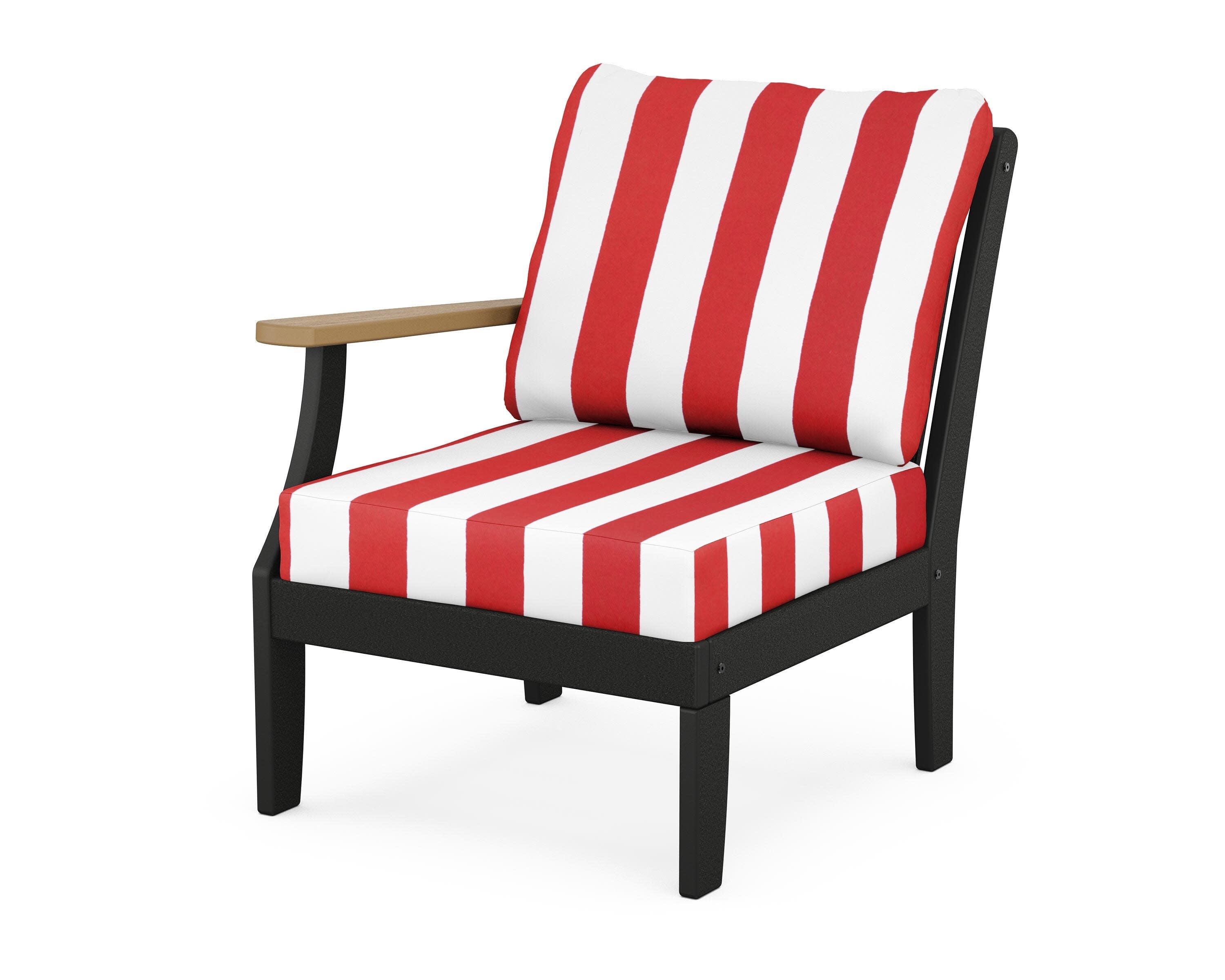 Braxton Modular Left Arm Chair in Black / Natural / Cabana Stripe Crimson