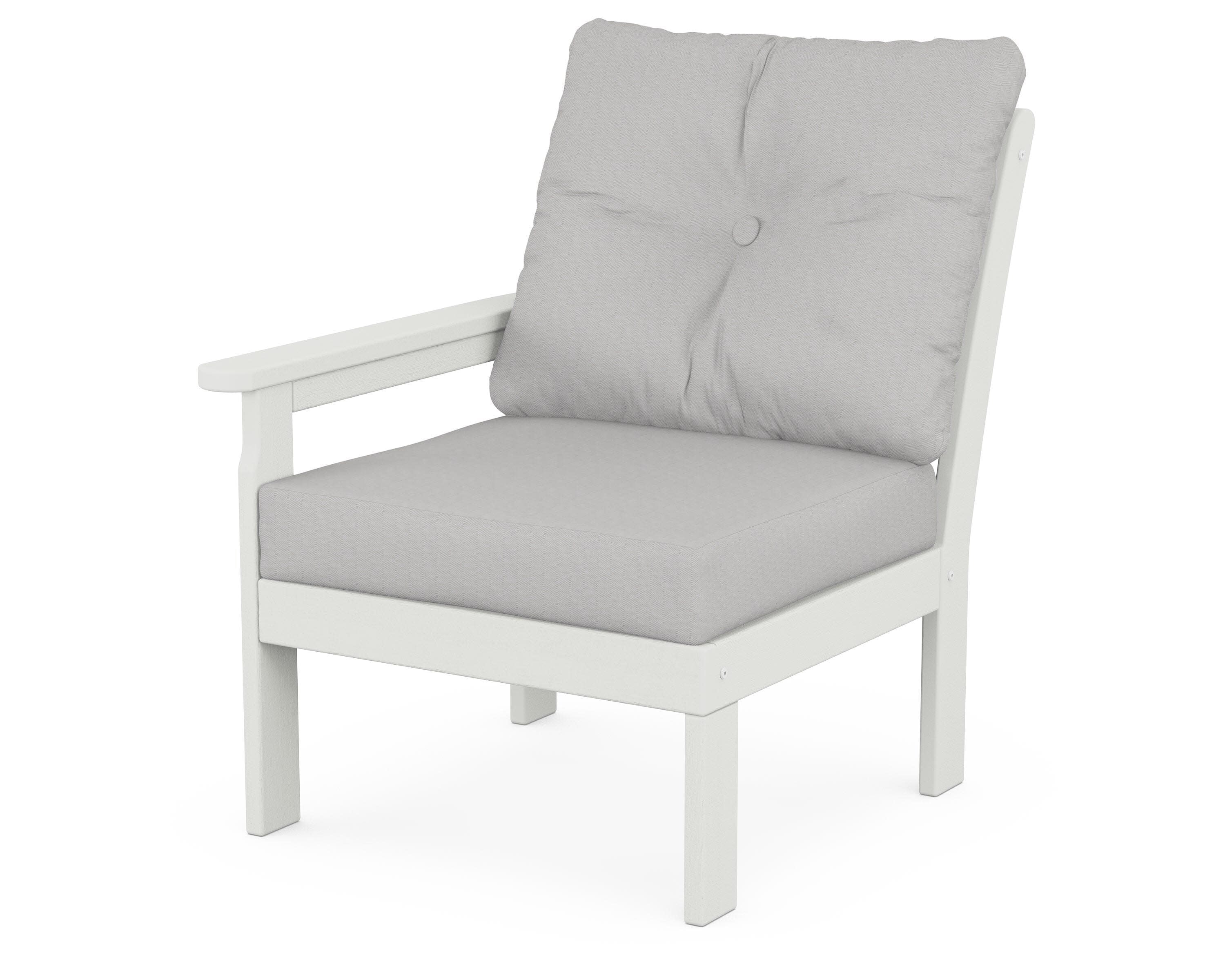 Vineyard Modular Left Arm Chair in Vintage White / Diamond in the Rough