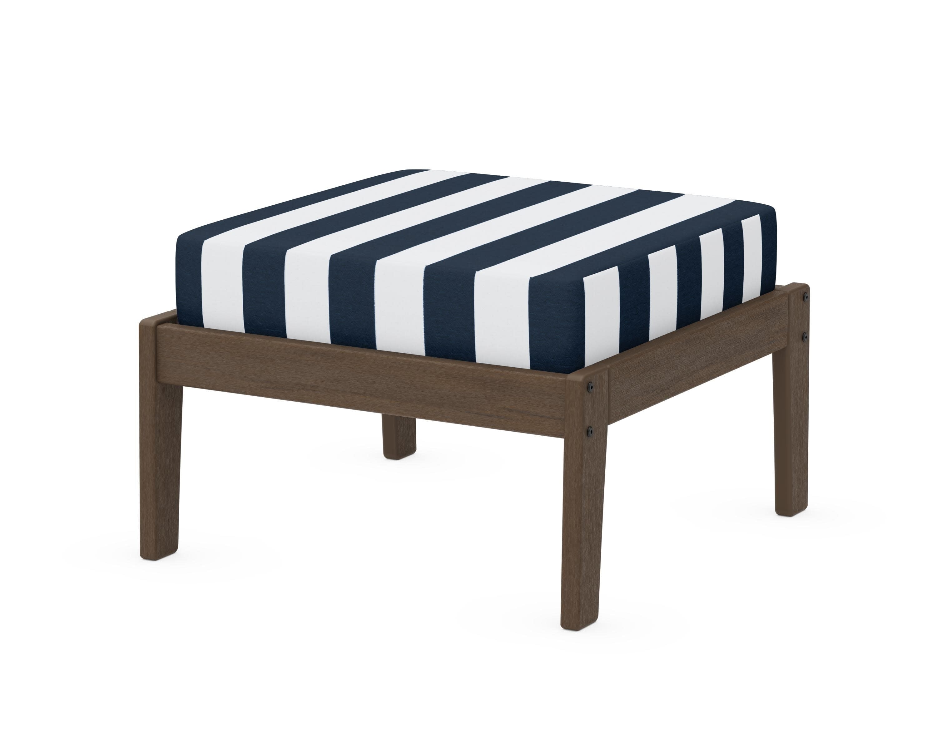 Deep Seating Ottoman in Kona / Cabana Stripe Marine Indigo