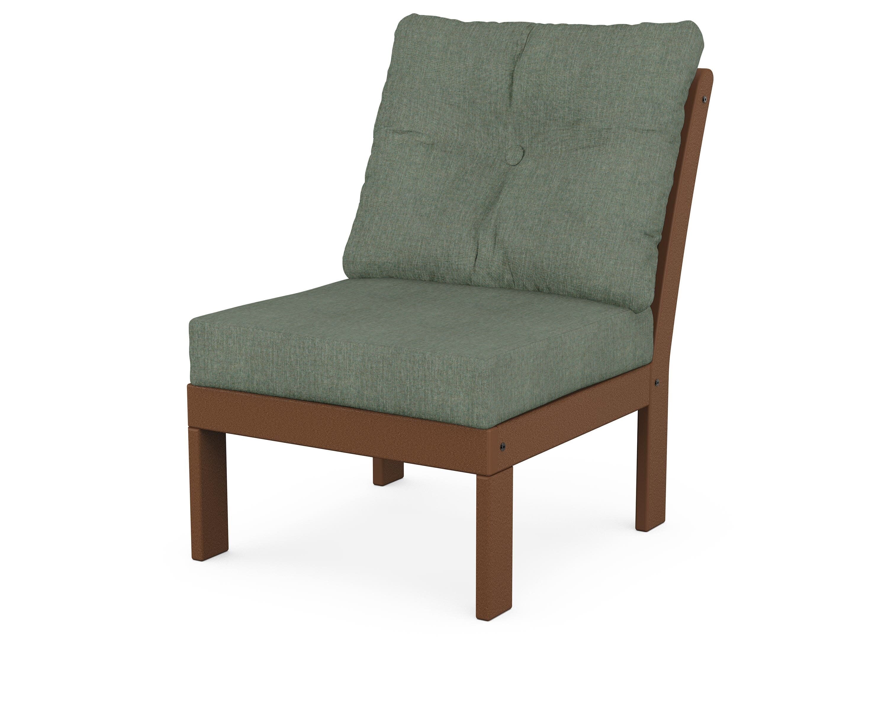 Vineyard Modular Armless Chair in Teak / Cast Sage
