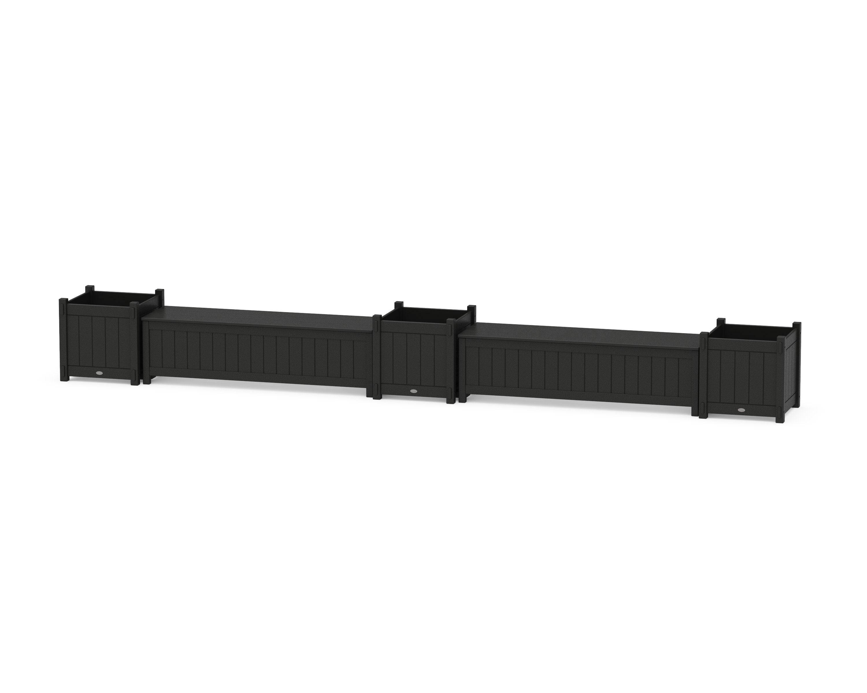 60" Vineyard Straight Double Planter Storage Bench Set- Large in Black