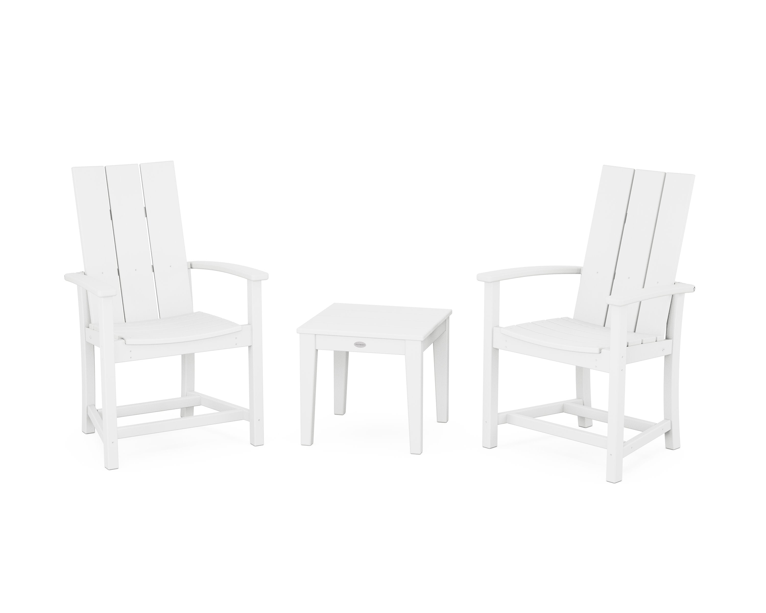 Modern 3-Piece Upright Adirondack Chair Set in White