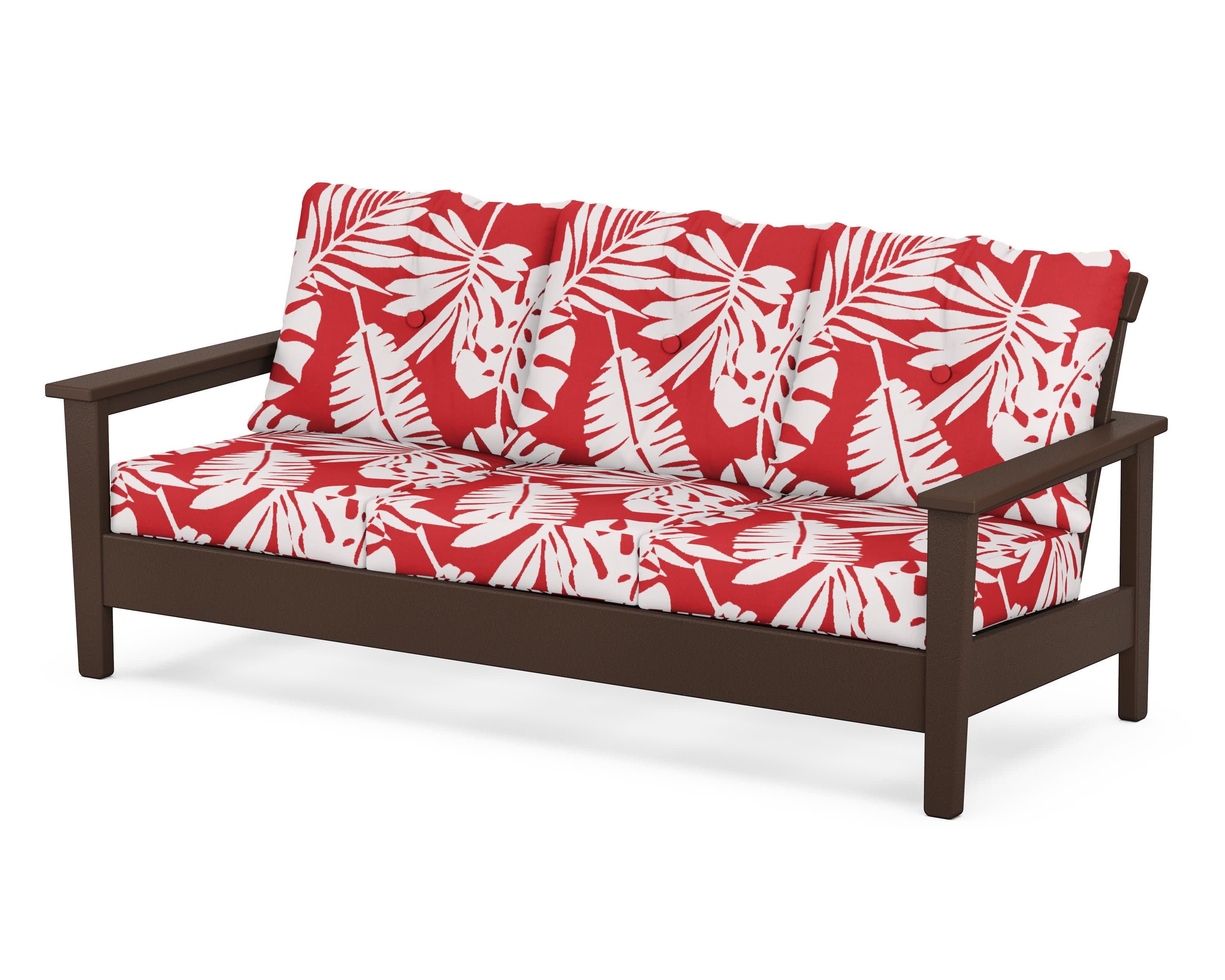 Prescott Deep Seating Sofa in Mahogany / Leaf Crimson