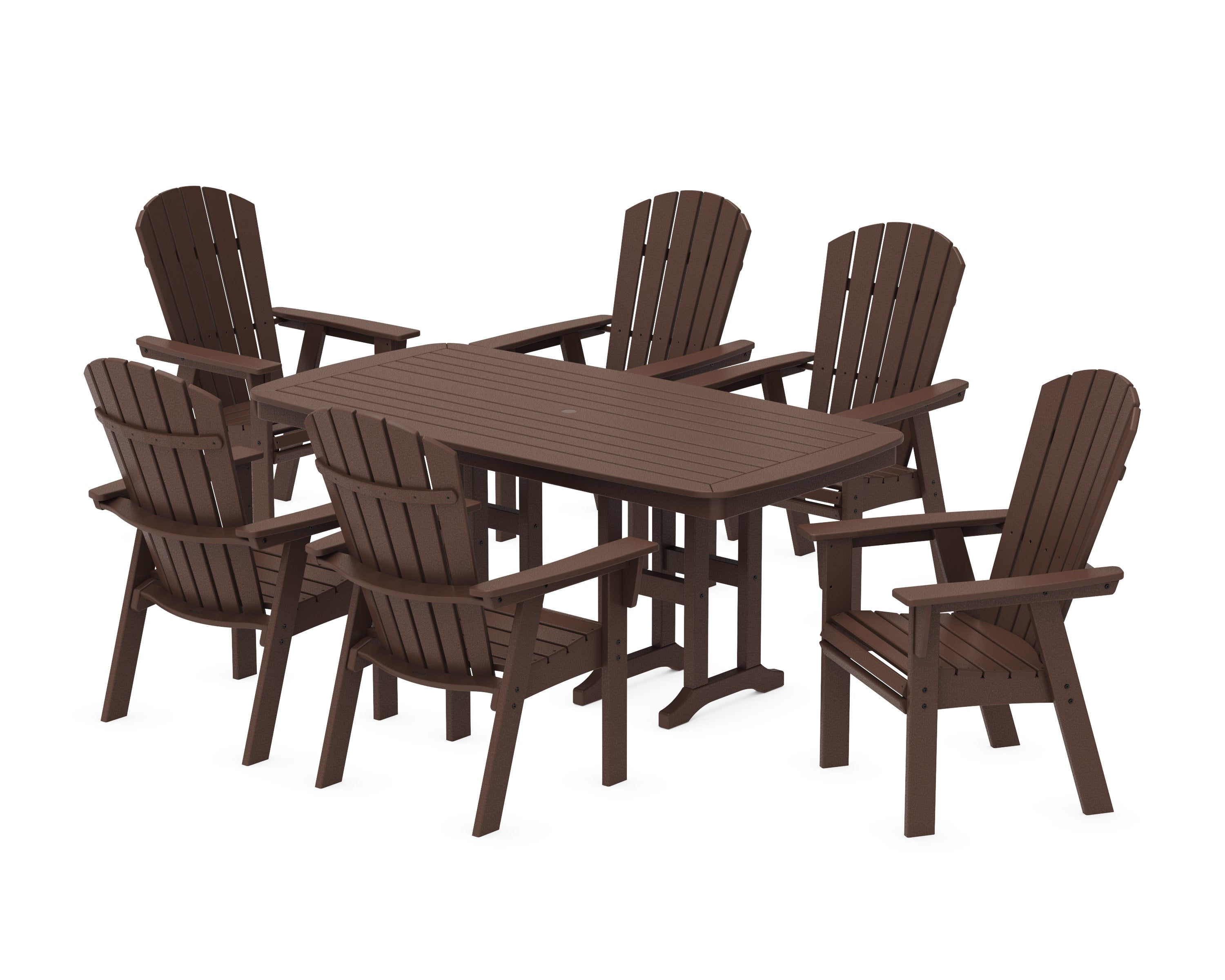 Nautical Curveback Adirondack 7-Piece Dining Set in Mahogany