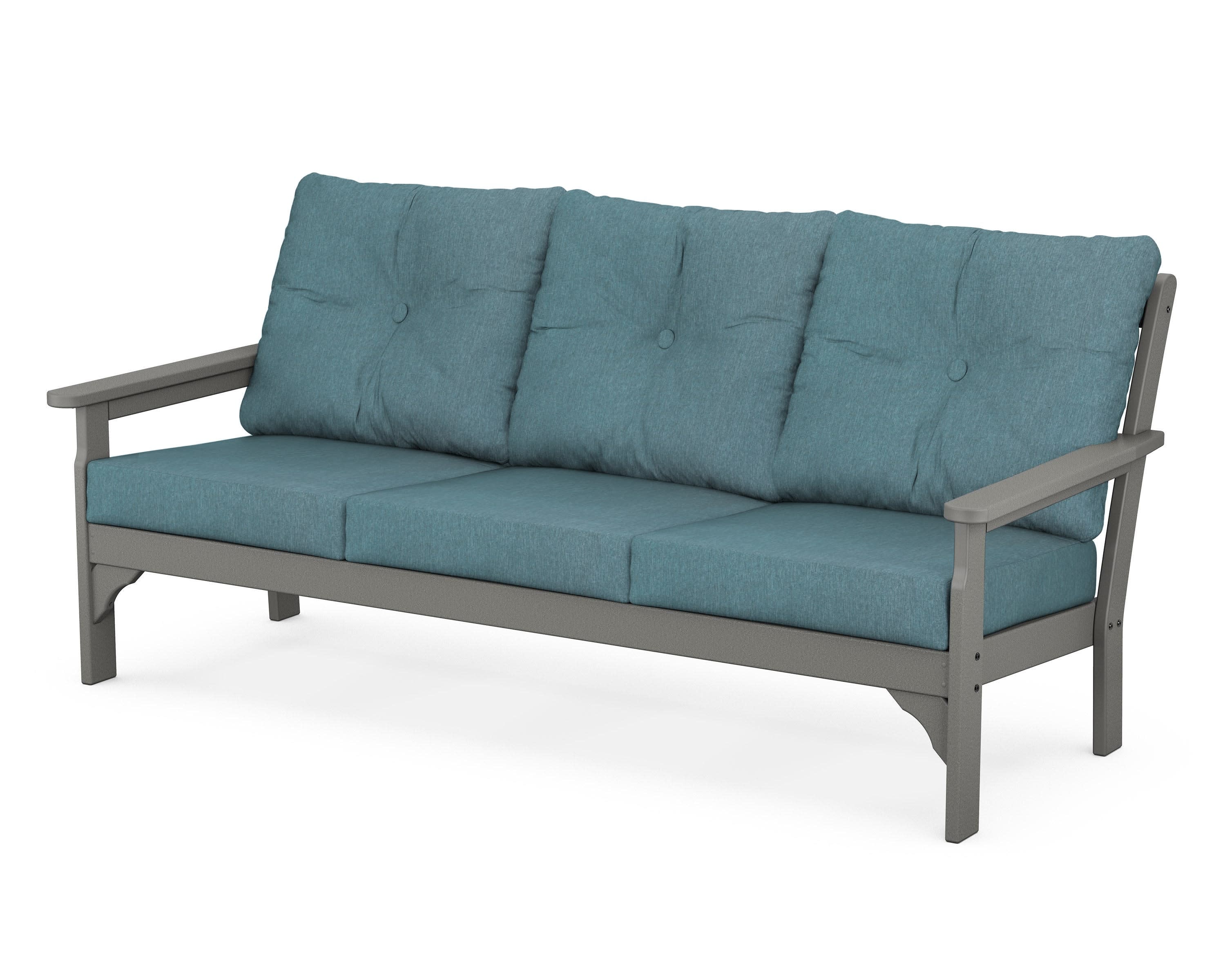 Vineyard Deep Seating Sofa in Slate Grey / Ocean Teal