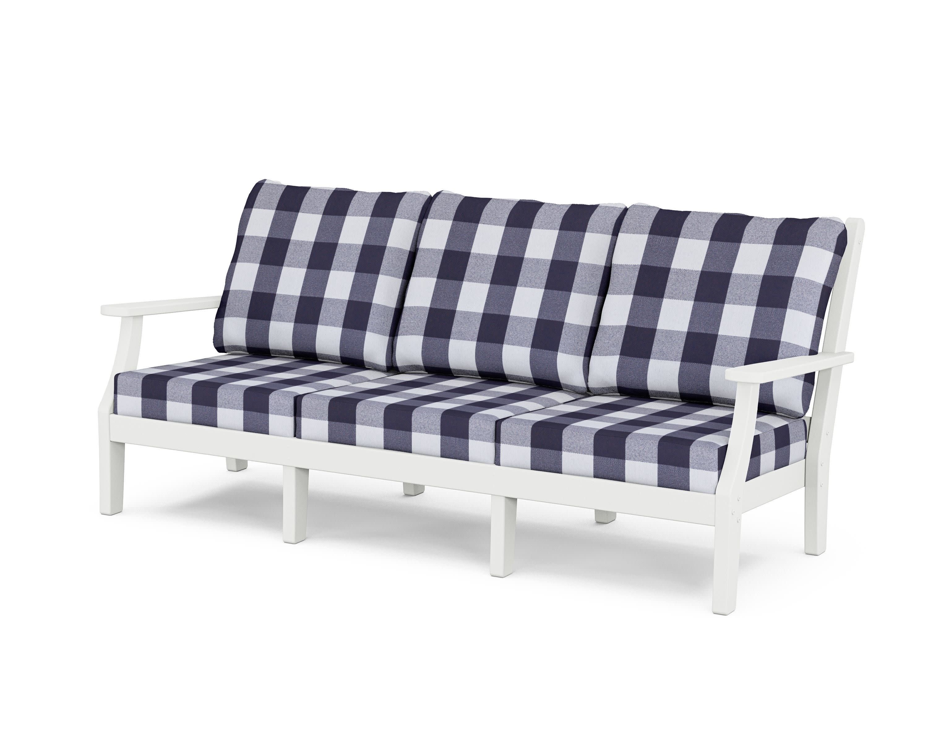 Wovendale Deep Seating Sofa in White / Buffalo Plaid Navy